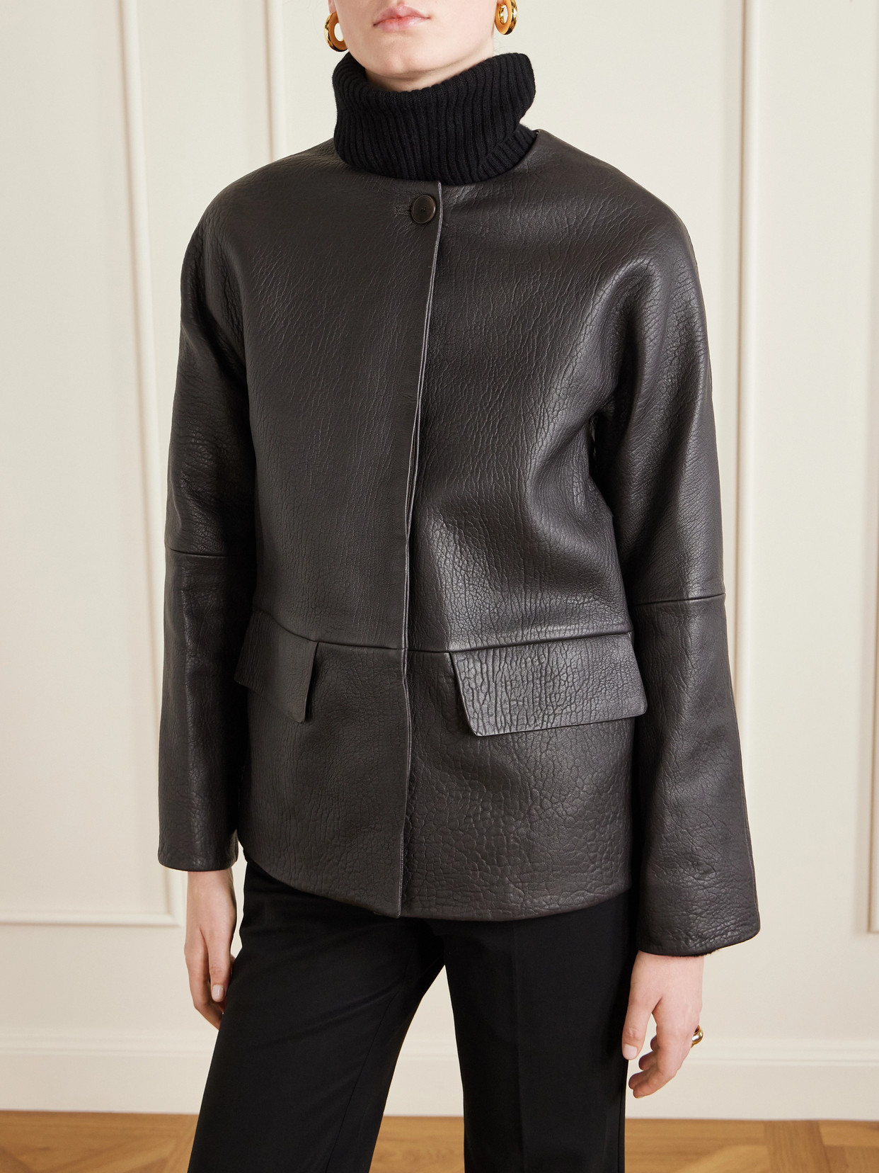 Barbs Paneled Textured-Leather Jacket