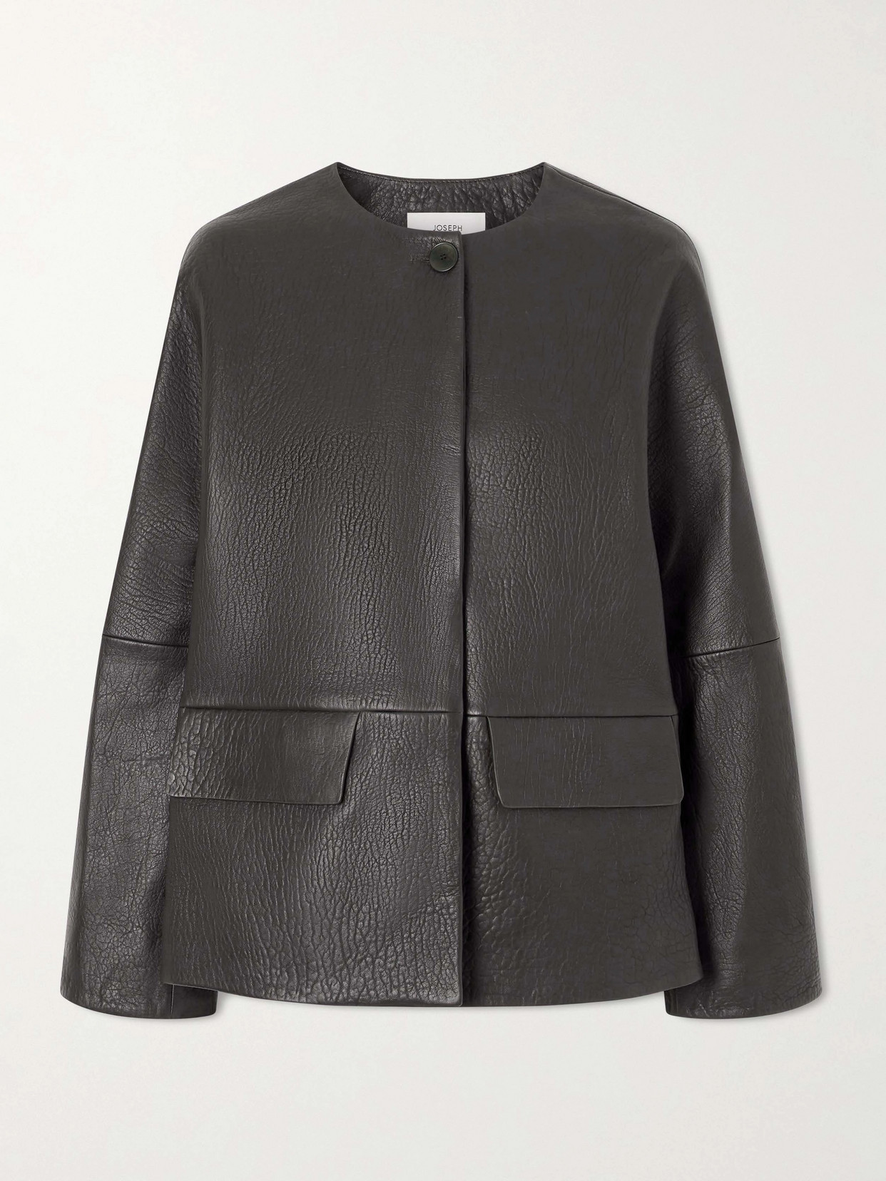 Joseph Barbs Paneled Textured-leather Jacket In Black