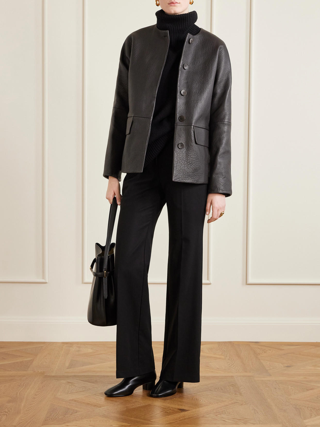 Barbs Paneled Textured-Leather Jacket