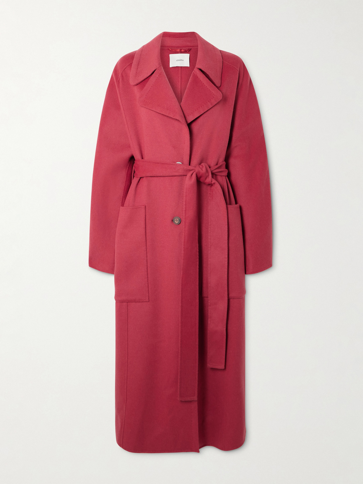 Joseph Spencer Belted Wool And Cashmere-blend Trench Coat In Red