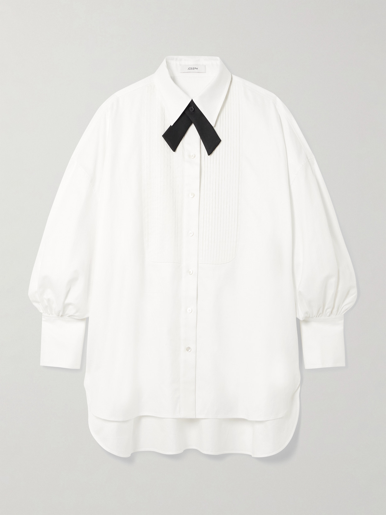 Joseph Ferrus Grosgrain-trimmed Pintucked Cotton Oxford Shirt In White