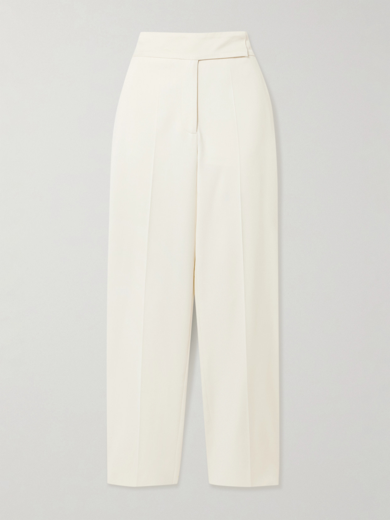Joseph Aix Satin-trimmed Crepe Tapered Pants In White