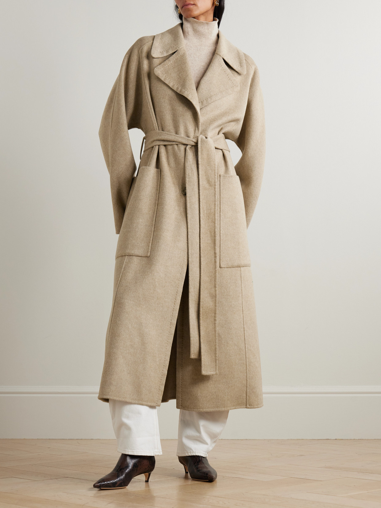 Joseph Spencer Belted Wool And Cashmere-blend Trench Coat In Neutral