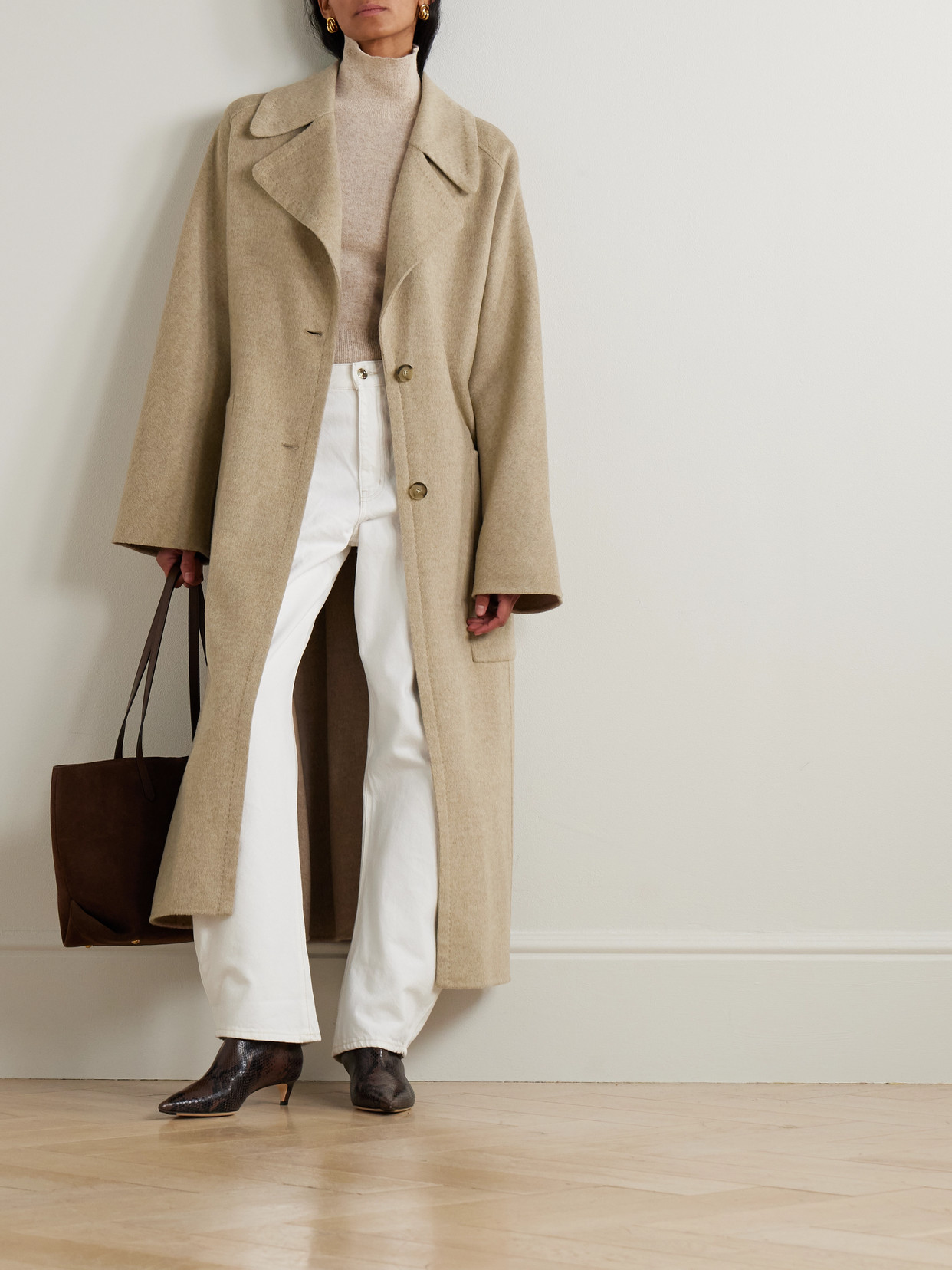 Joseph Spencer Belted Wool And Cashmere-blend Trench Coat In Neutral