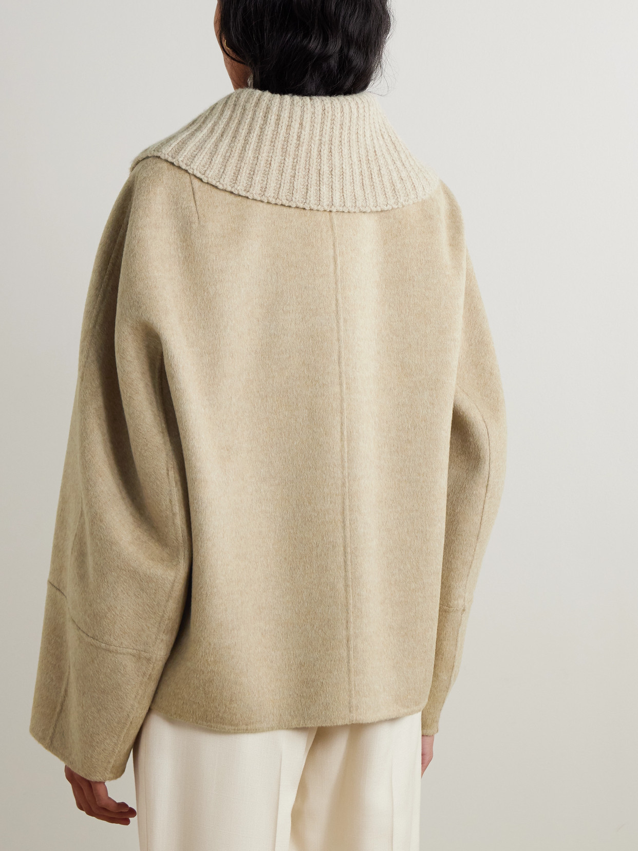 Joseph Cooksey Ribbed-knit Trimmed Wool And Cashmere-blend Jacket In Brown