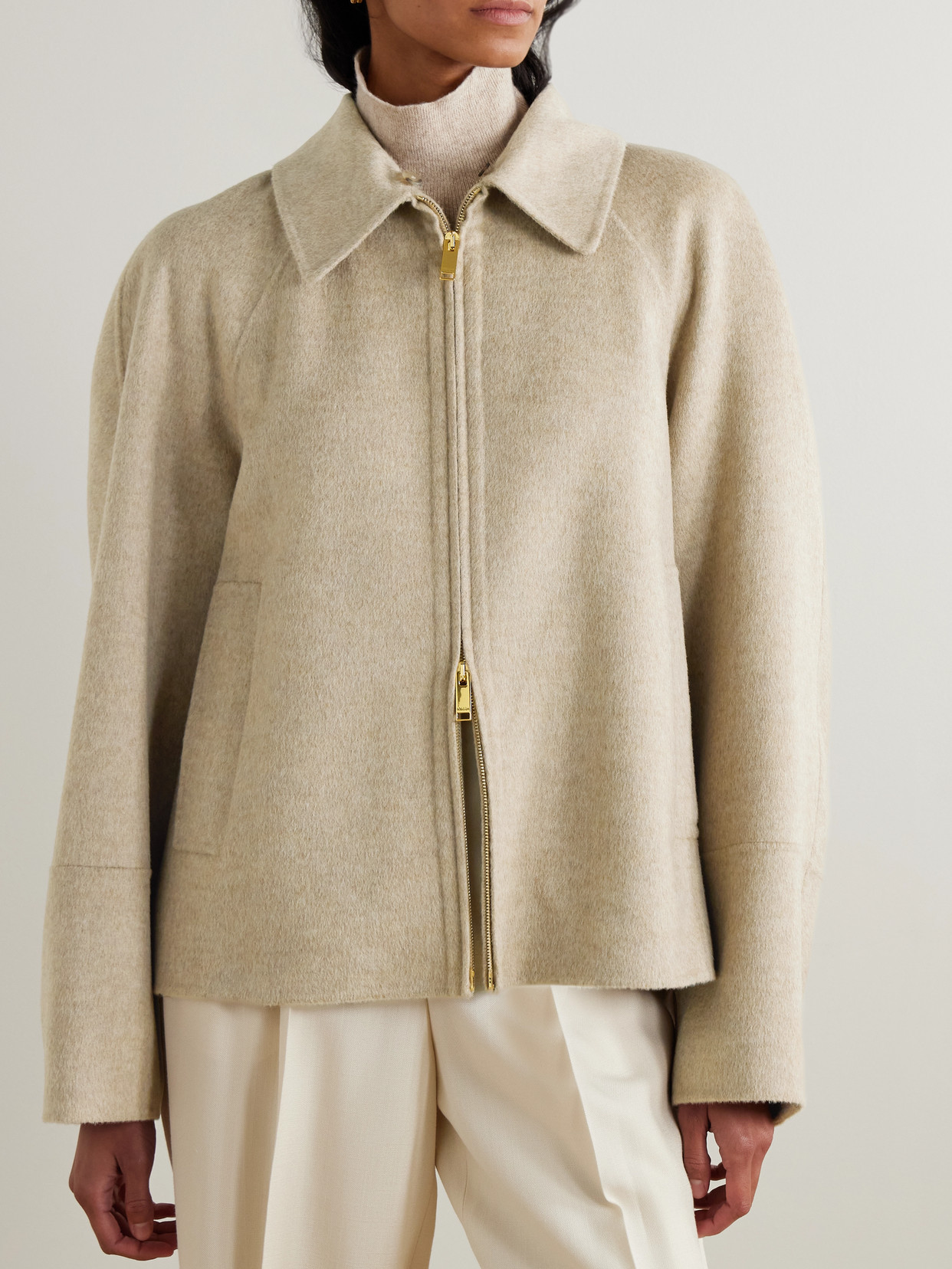 Joseph Cooksey Ribbed-knit Trimmed Wool And Cashmere-blend Jacket In Brown