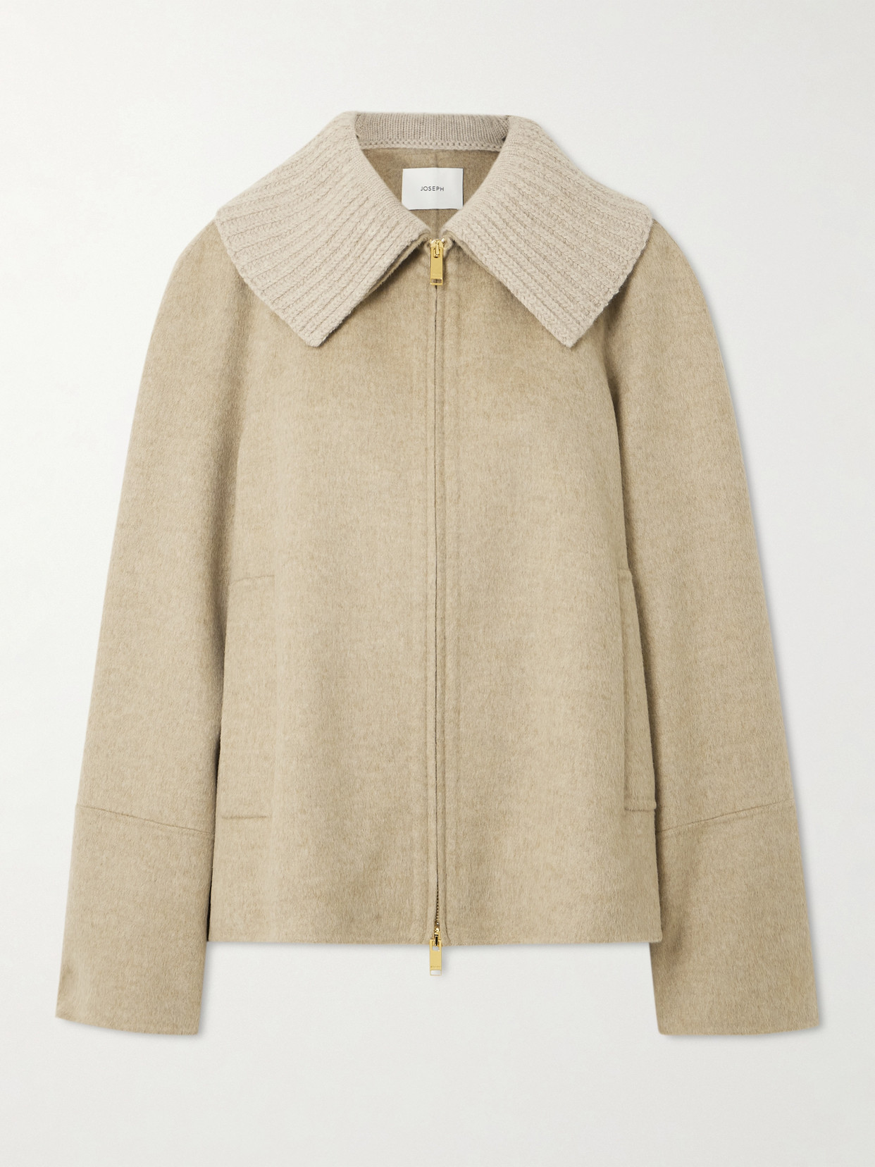 Joseph Cooksey Ribbed-knit Trimmed Wool And Cashmere-blend Jacket In Brown