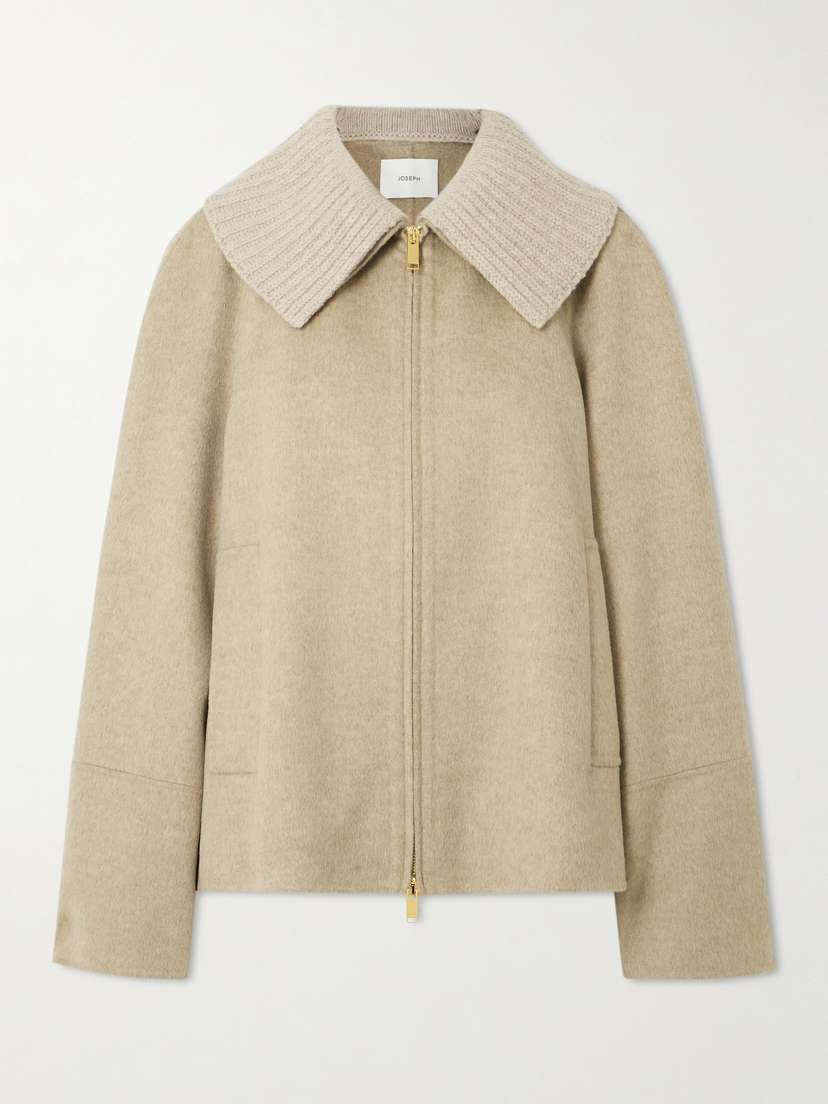 Joseph Cooksey Ribbed-knit Trimmed Wool And Cashmere-blend Jacket