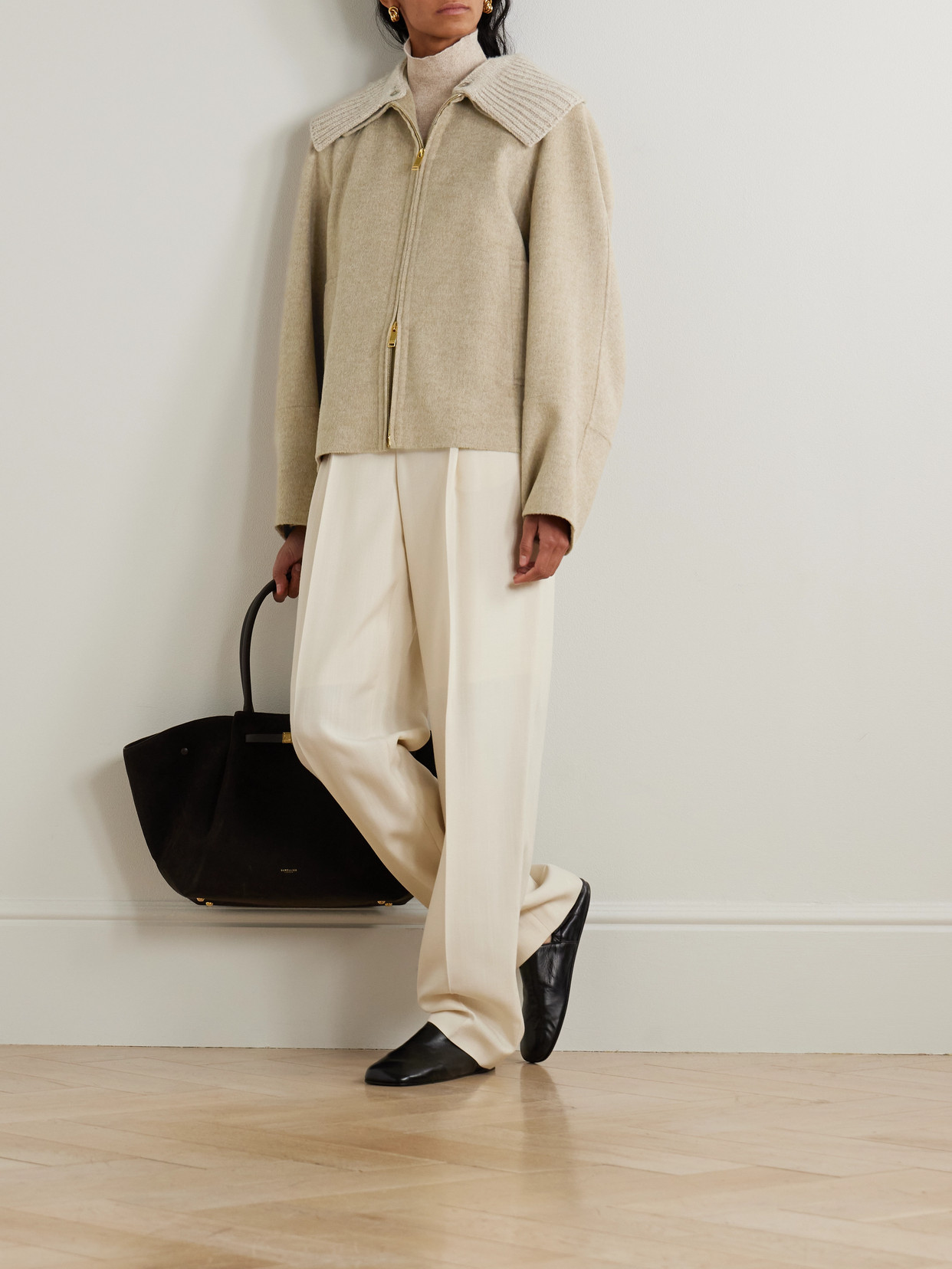 Joseph Cooksey Ribbed-knit Trimmed Wool And Cashmere-blend Jacket In Brown