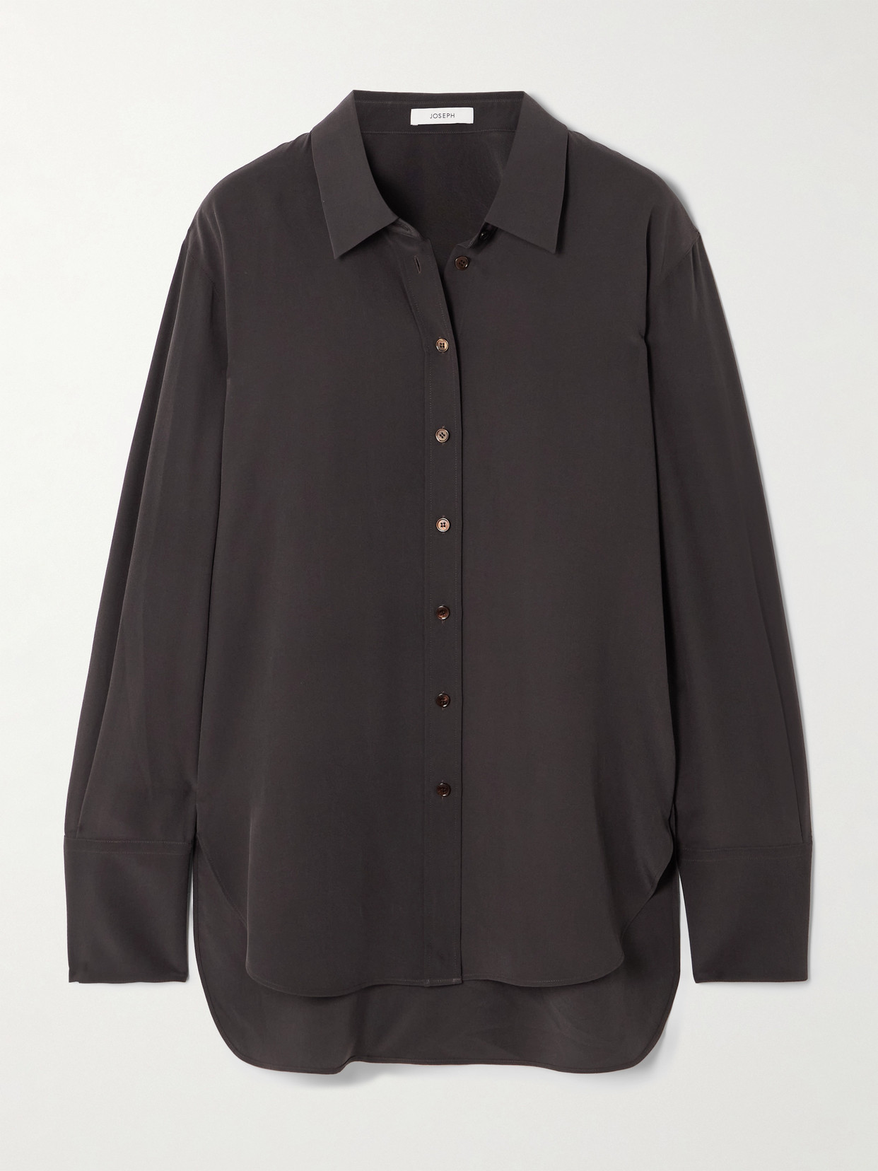Joseph Joe Silk Crepe De Chine Shirt In Brown