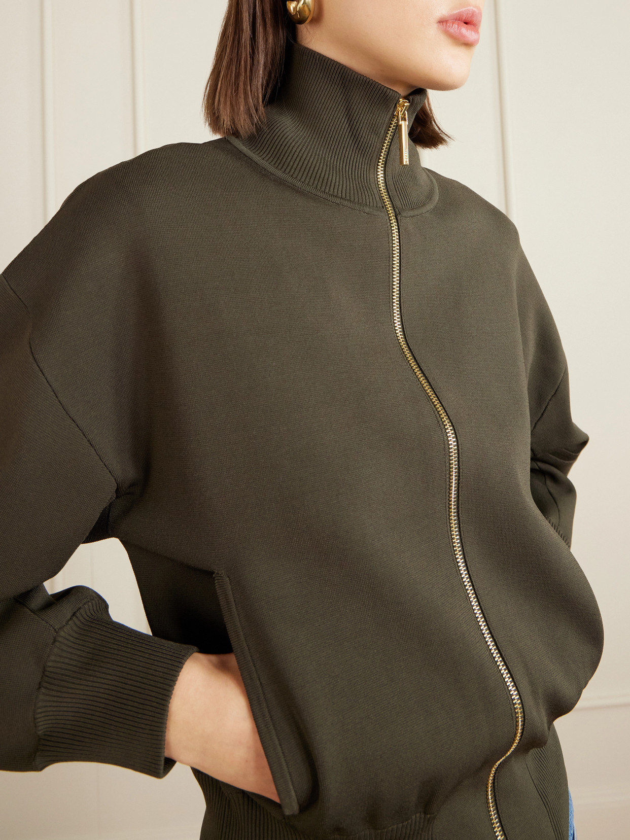 Sable Milano-Knit Bomber Jacket