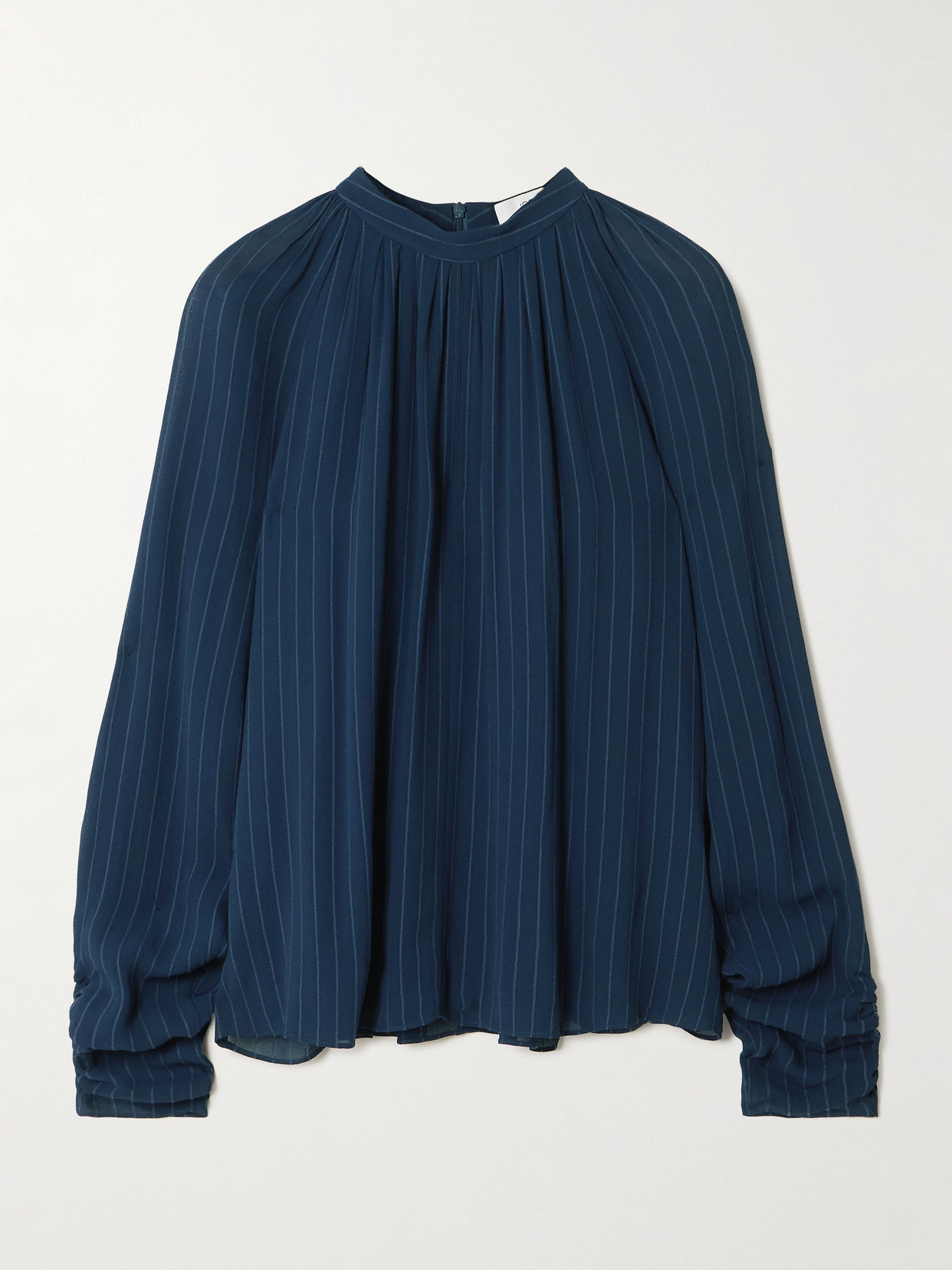Joseph Garcia Pinstriped Cutout Crepe Blouse In Blue