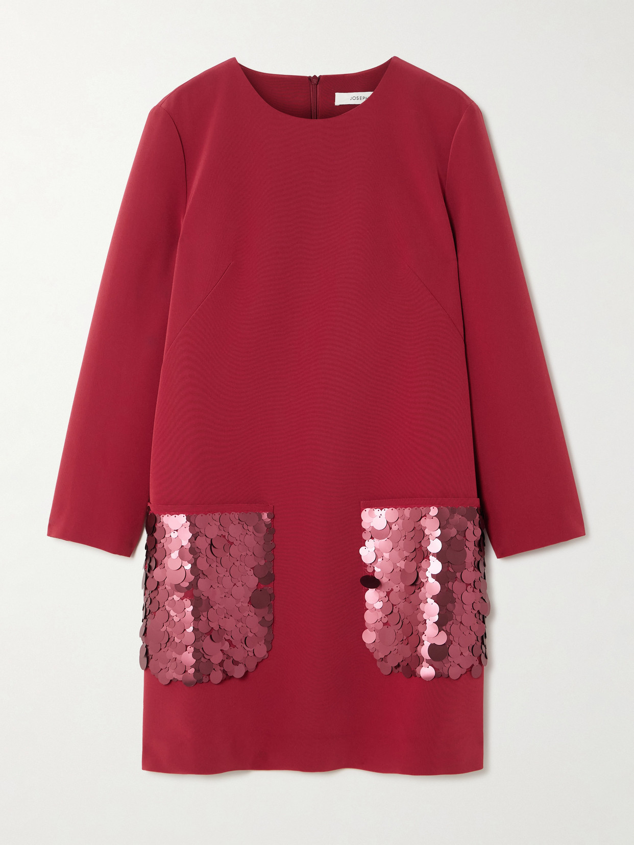 Joseph Bixio Pailette-embellished Satin-twill Mini Dress In Red