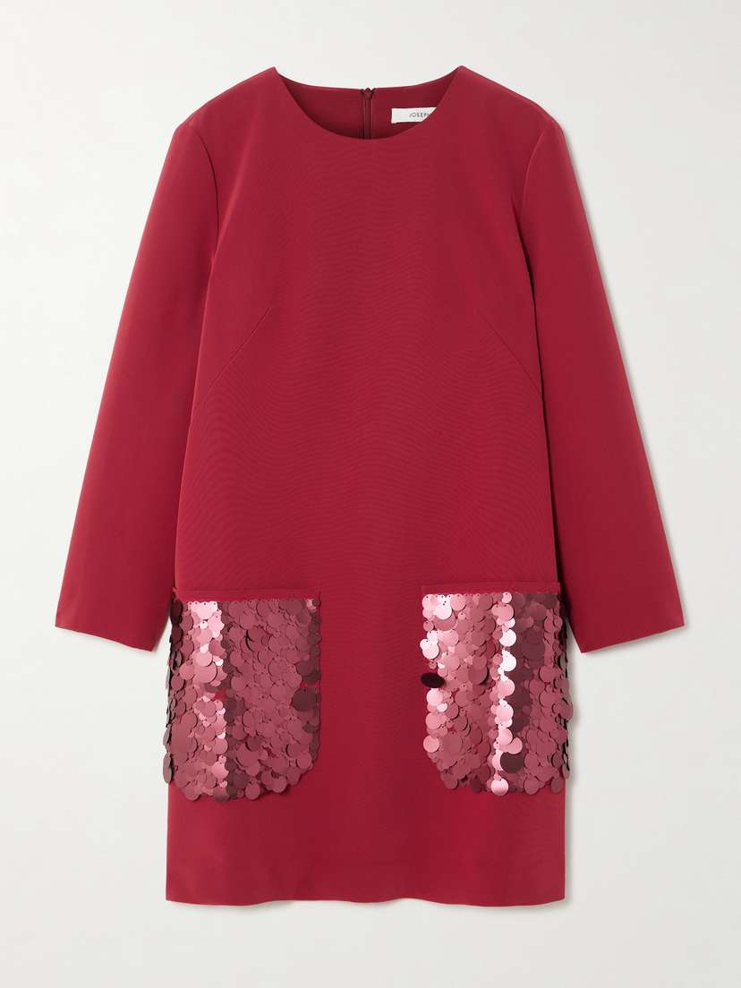 Joseph Bixio Pailette-embellished Satin-twill Mini Dress