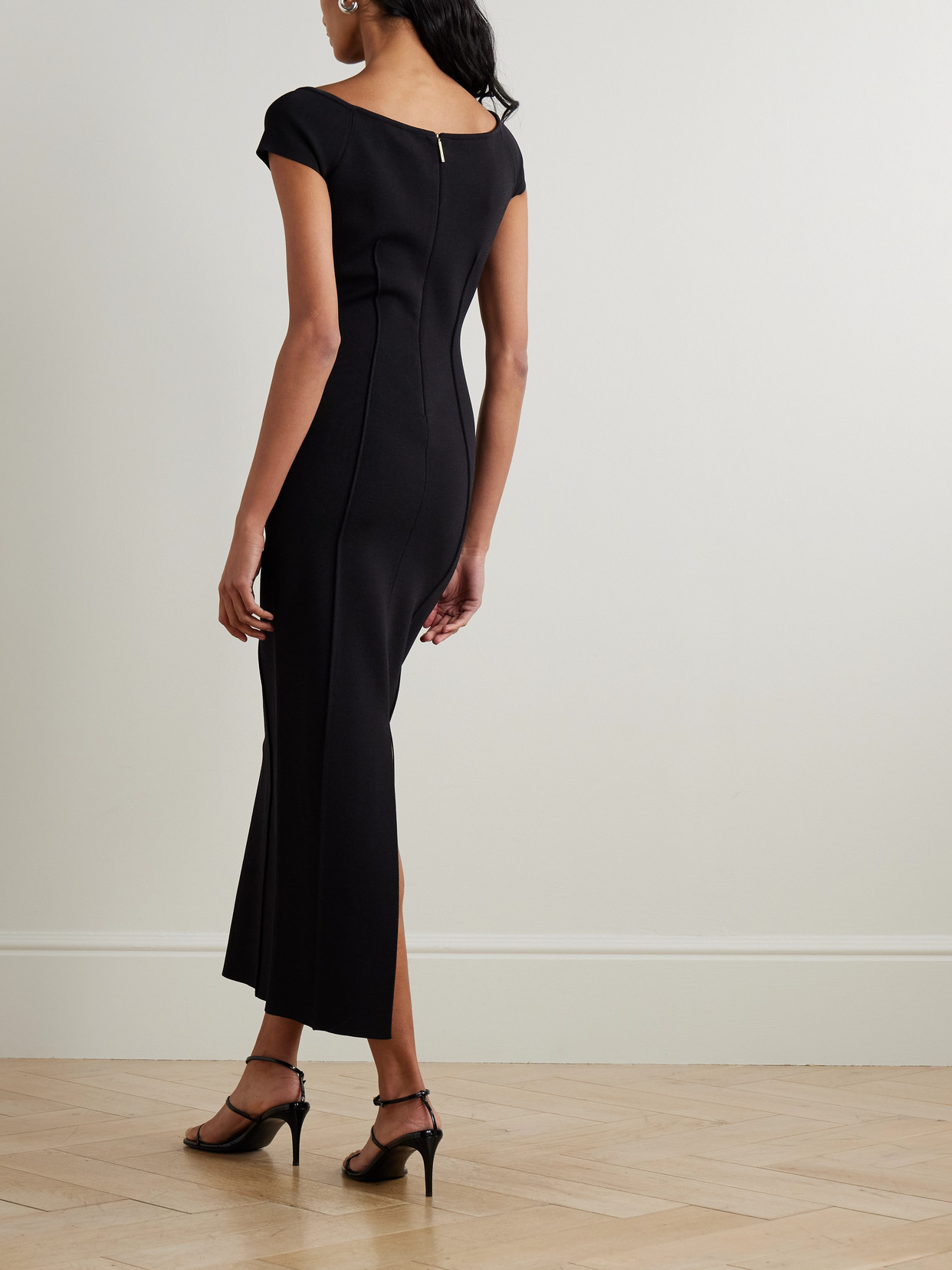 Joseph Foin Pintuck Stretch-knit Midi Dress In Black