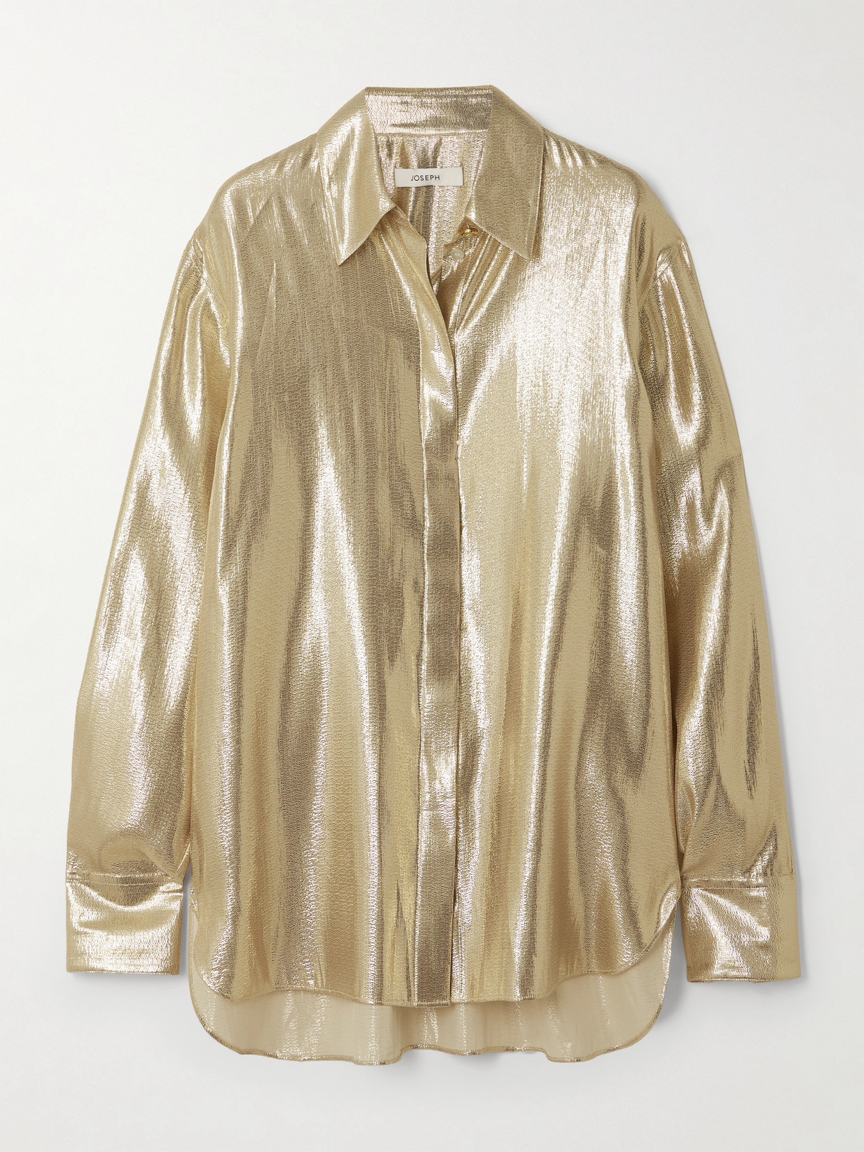 Joseph Capri Metallic Silk-blend Shirt In Gold