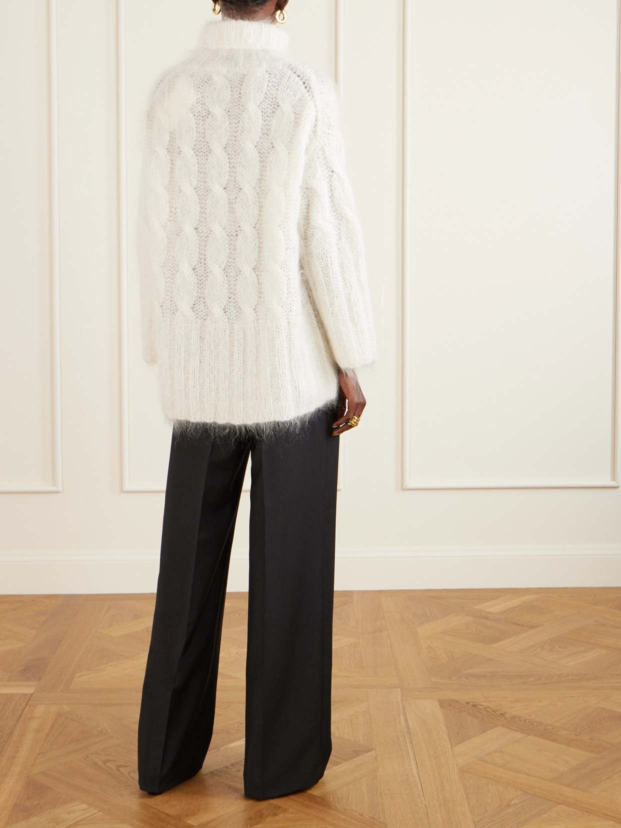 Joseph Fortin Cable-knit Mohair-blend Sweater Turtleneck Sweater In White