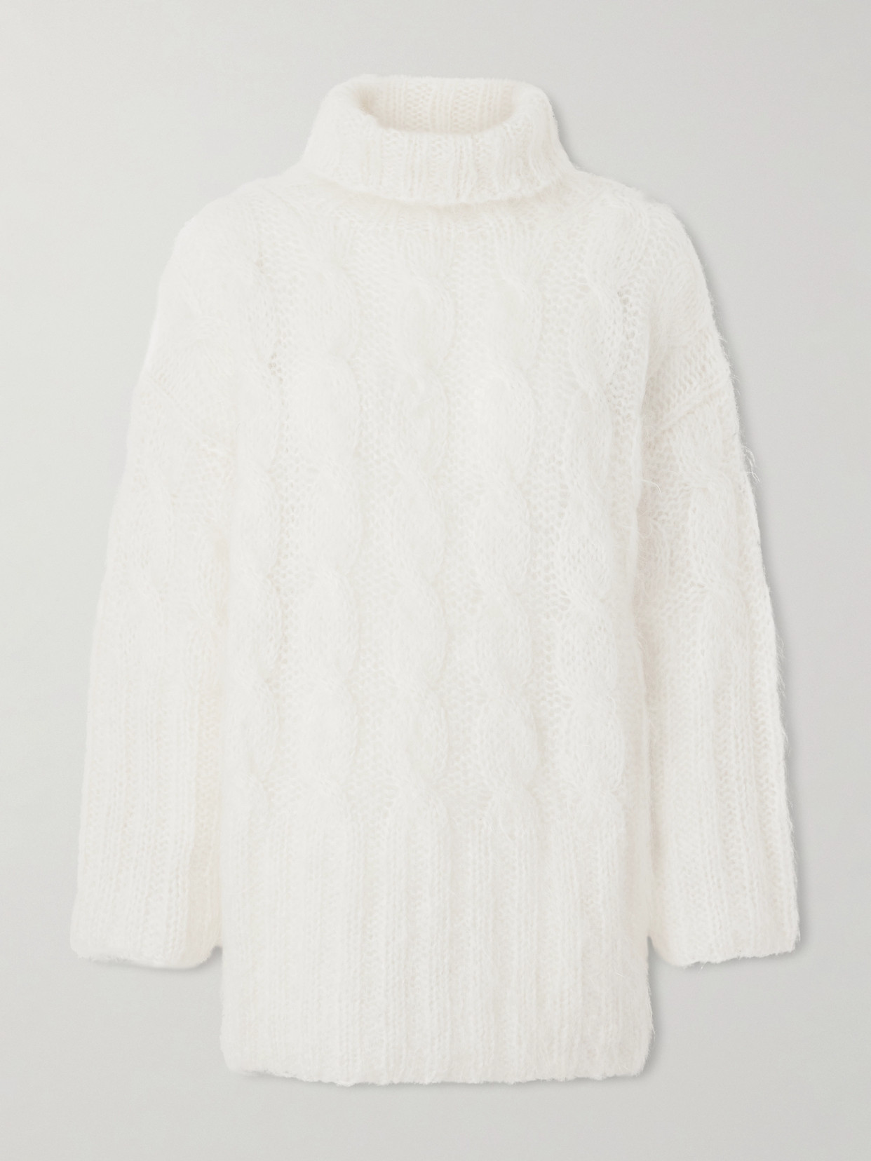 Joseph Fortin Cable-knit Mohair-blend Sweater Turtleneck Sweater In White