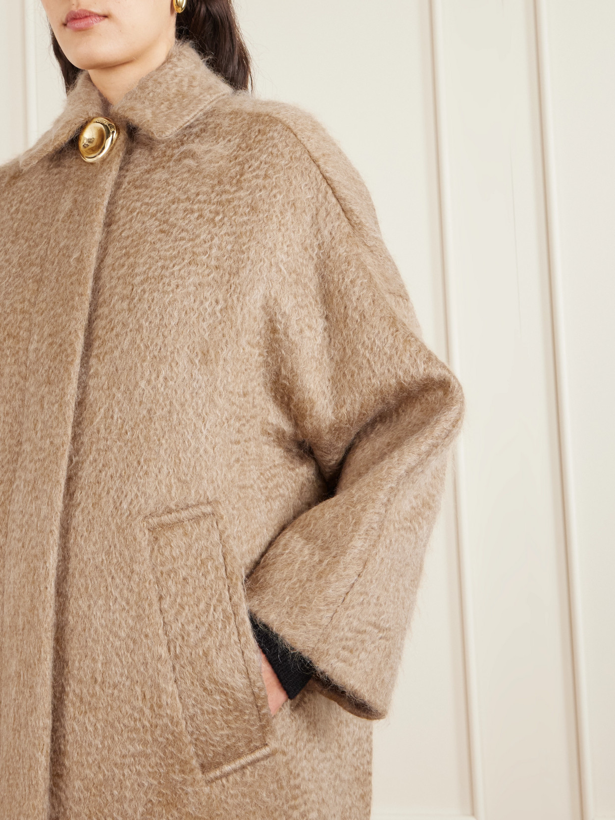 Joseph Alger Brushed Wool And Mohair-blend Coat In Brown