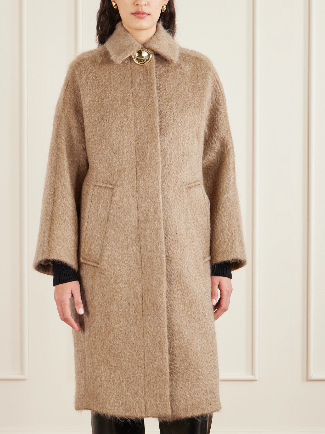 Joseph Alger Brushed Wool And Mohair-blend Coat In Brown