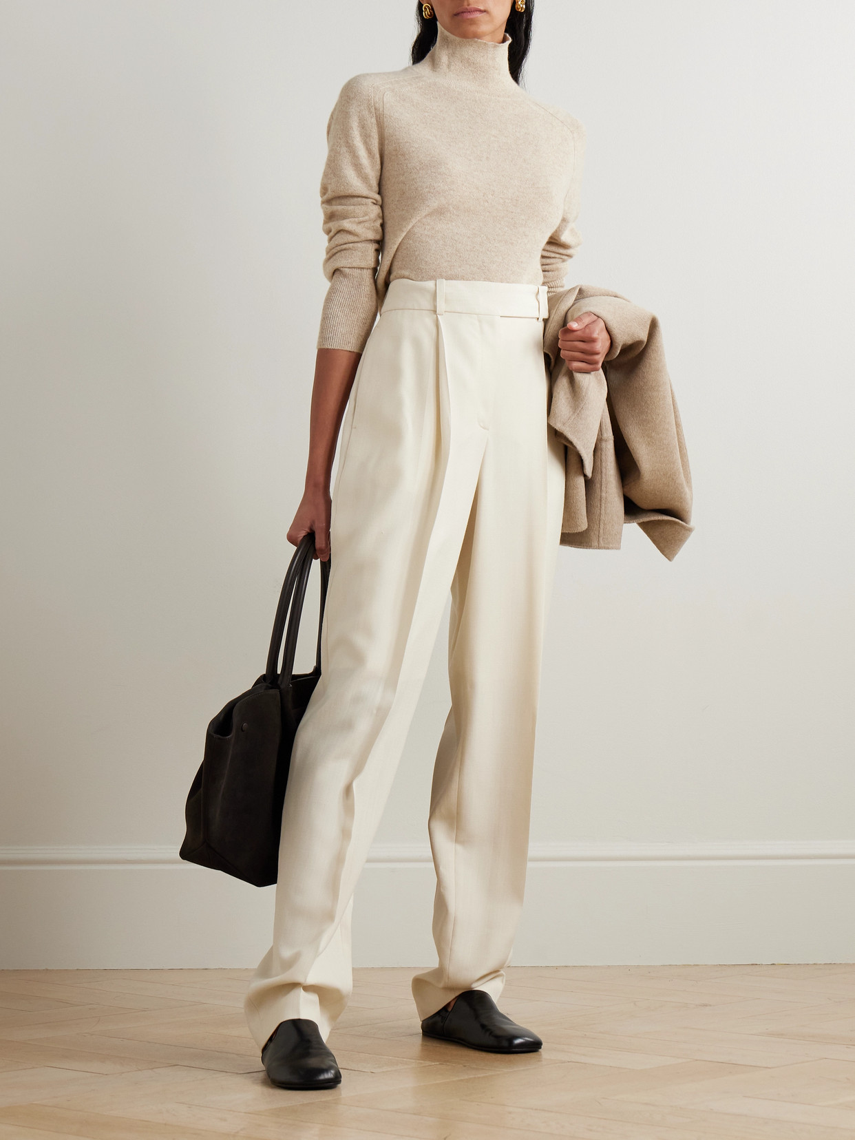 Joseph Oxna Light Pure Cashmere High Neck Jumper In Neutral