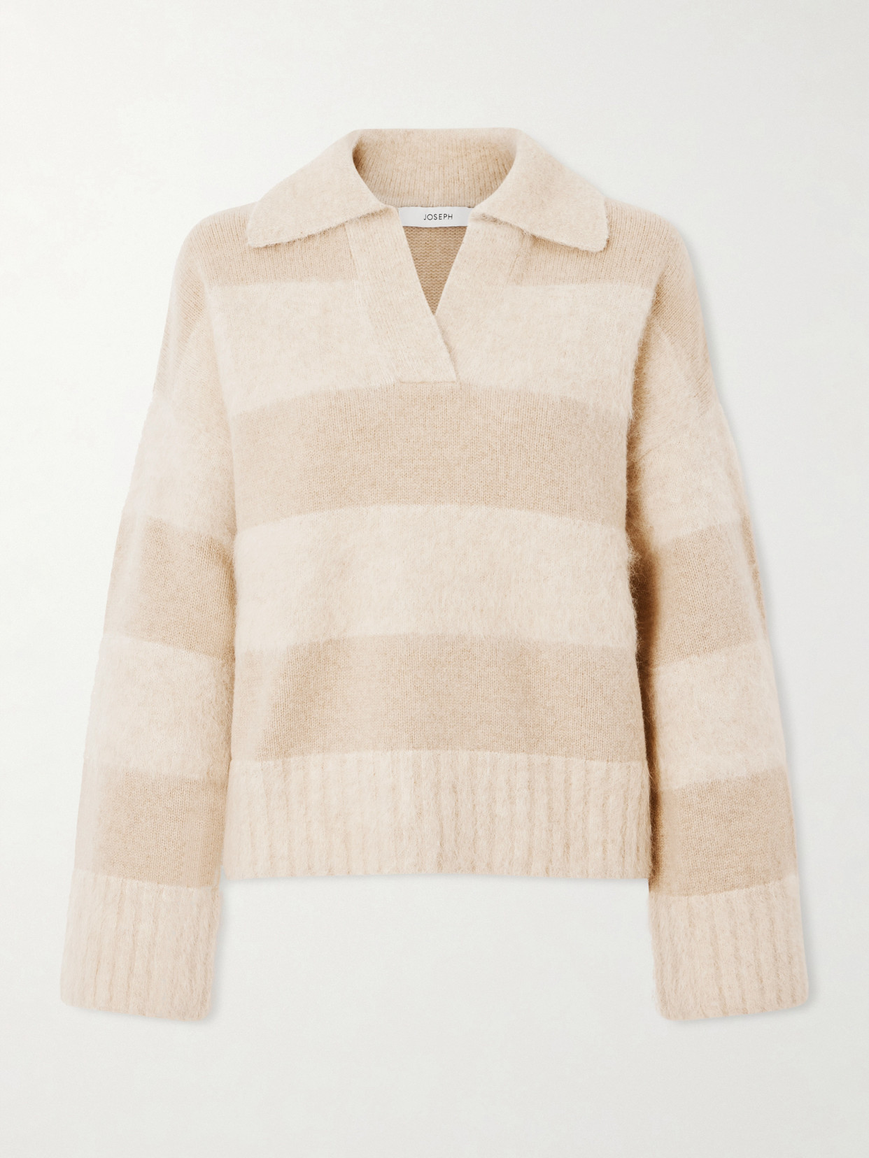 Joseph Striped Brushed Polo Shirt In Brown