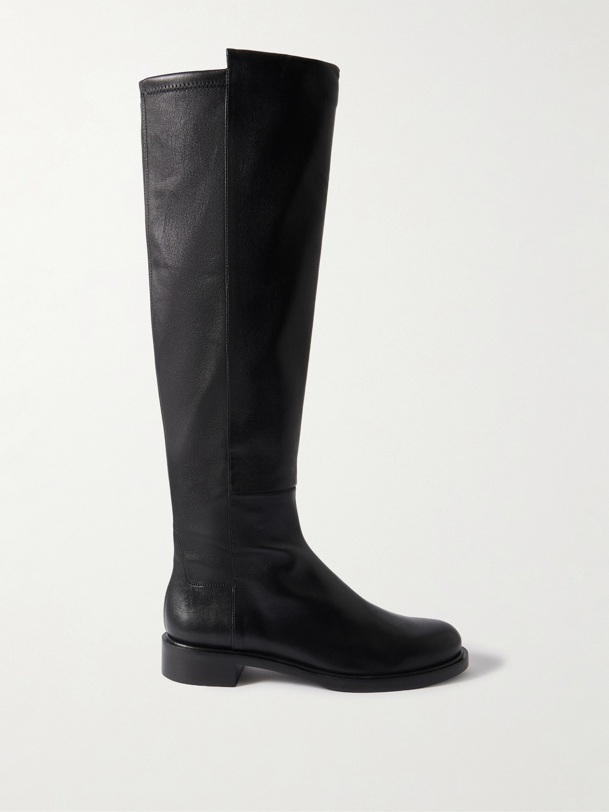 Stuart Weitzman Gisele 5050 Leather And Stretch Knee Boots In Black