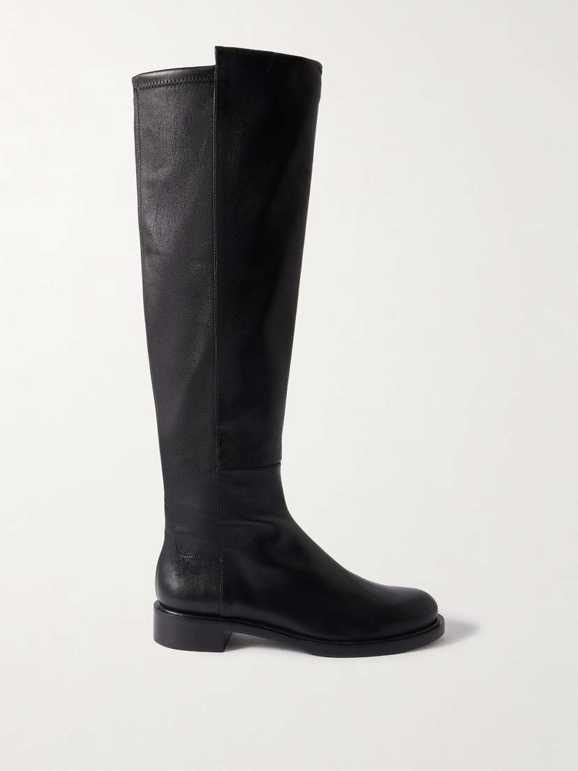 Stuart Weitzman Gisele 5050 Leather And Stretch Knee Boots