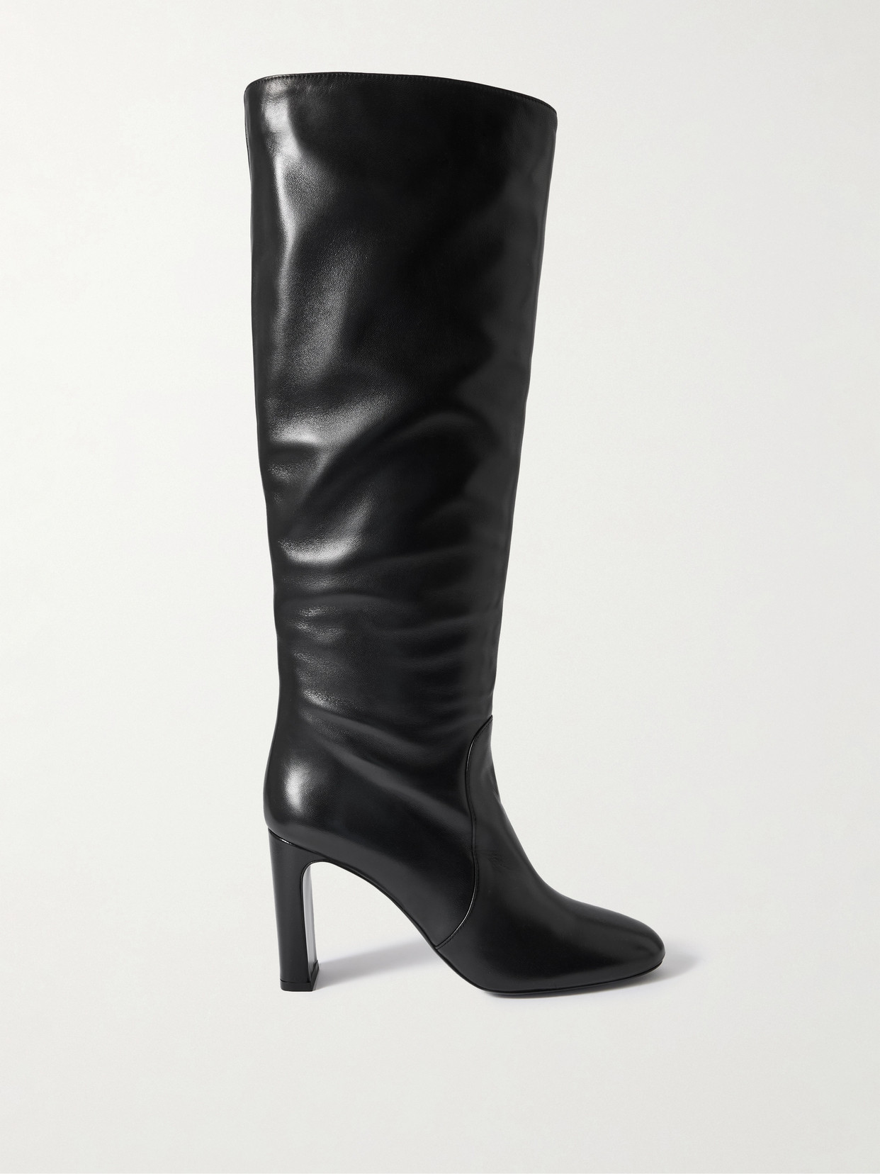 Stuart Weitzman Babette Tubo Leather Knee Boots In Black