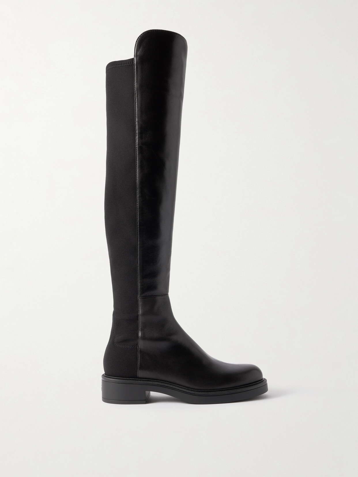 Stuart Weitzman 5050 Celia Stretch-paneled Leather Over-the-knee Boots In Black