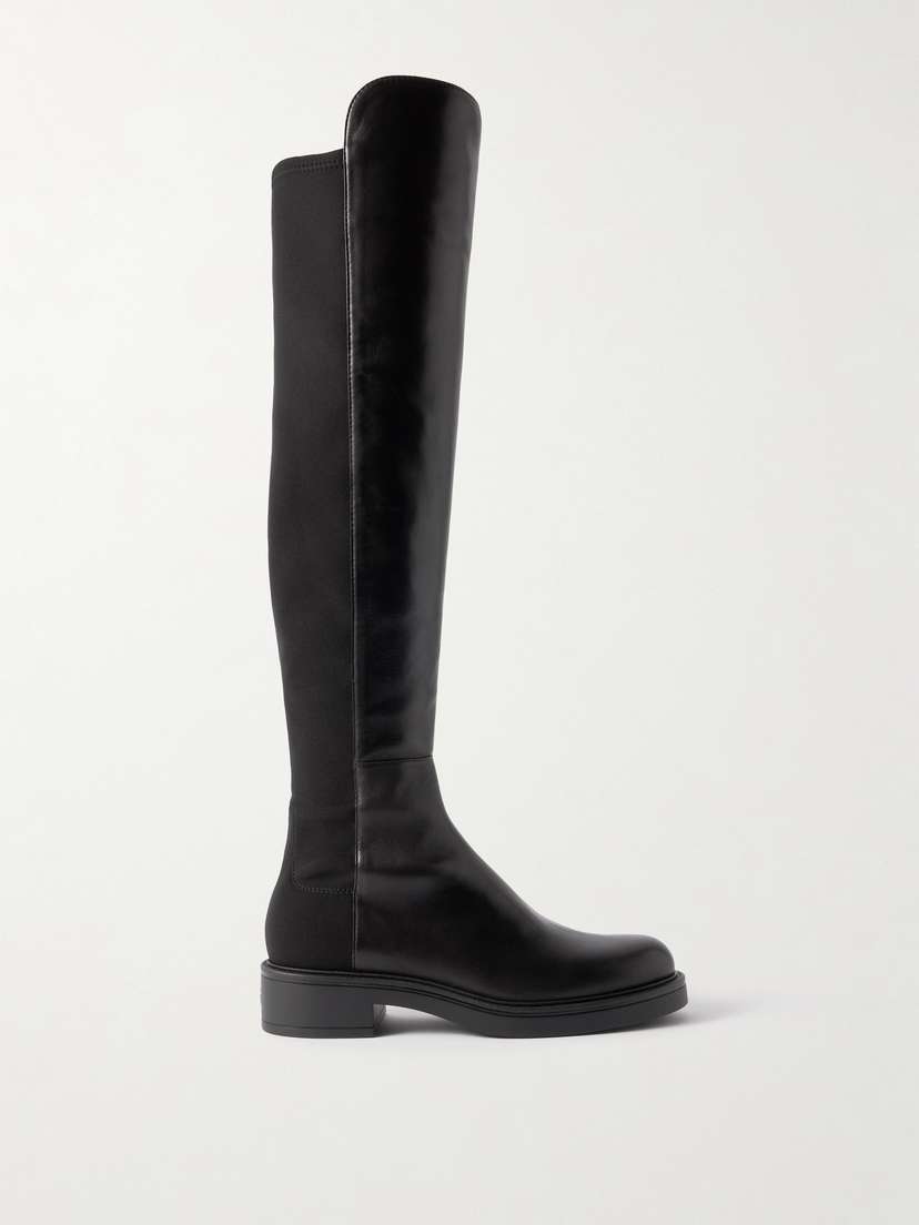 Stuart Weitzman 5050 Celia Stretch-paneled Leather Over-the-knee Boots