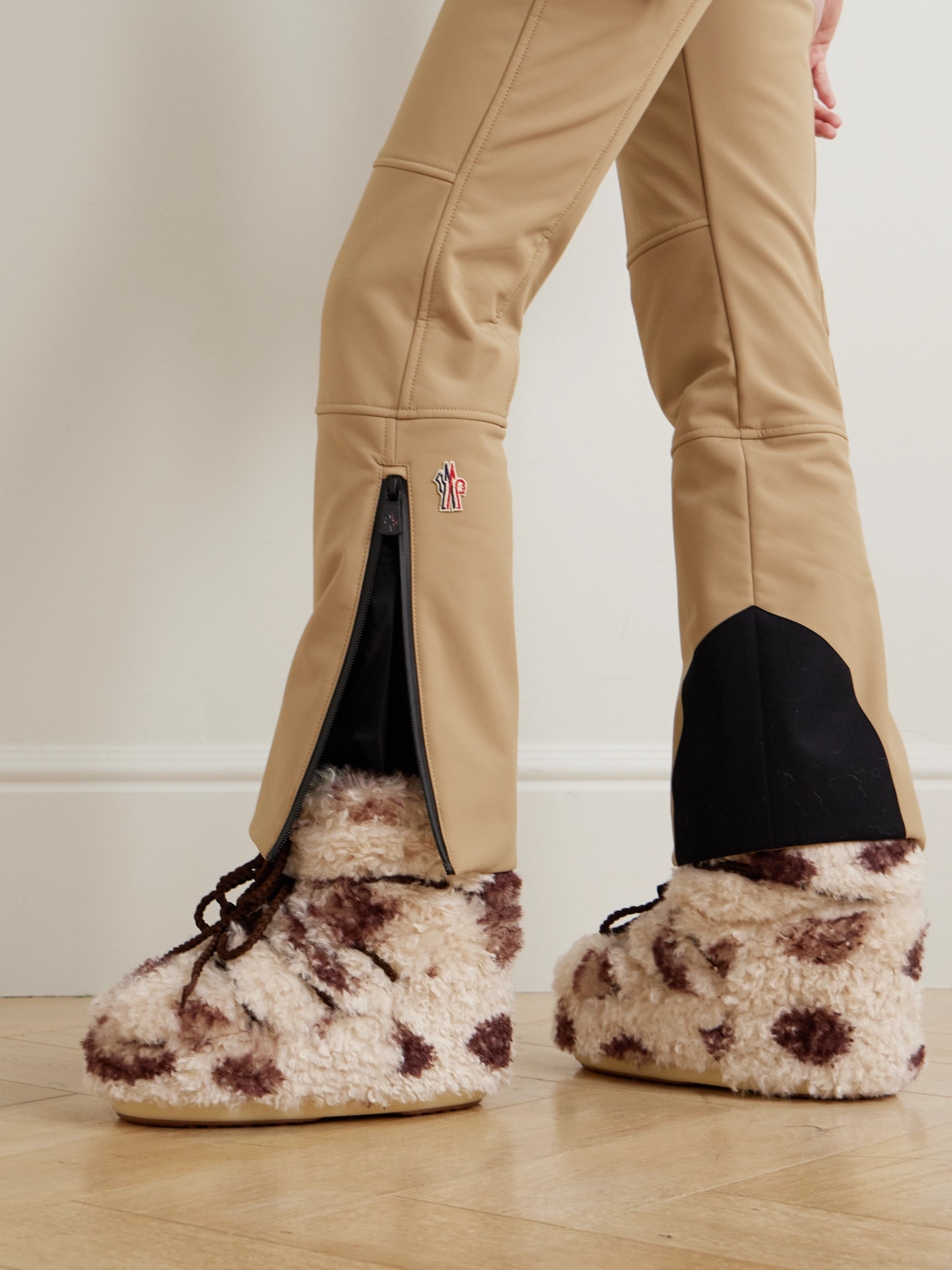 Icon Low Cow-Print Fleece Moon Boots
