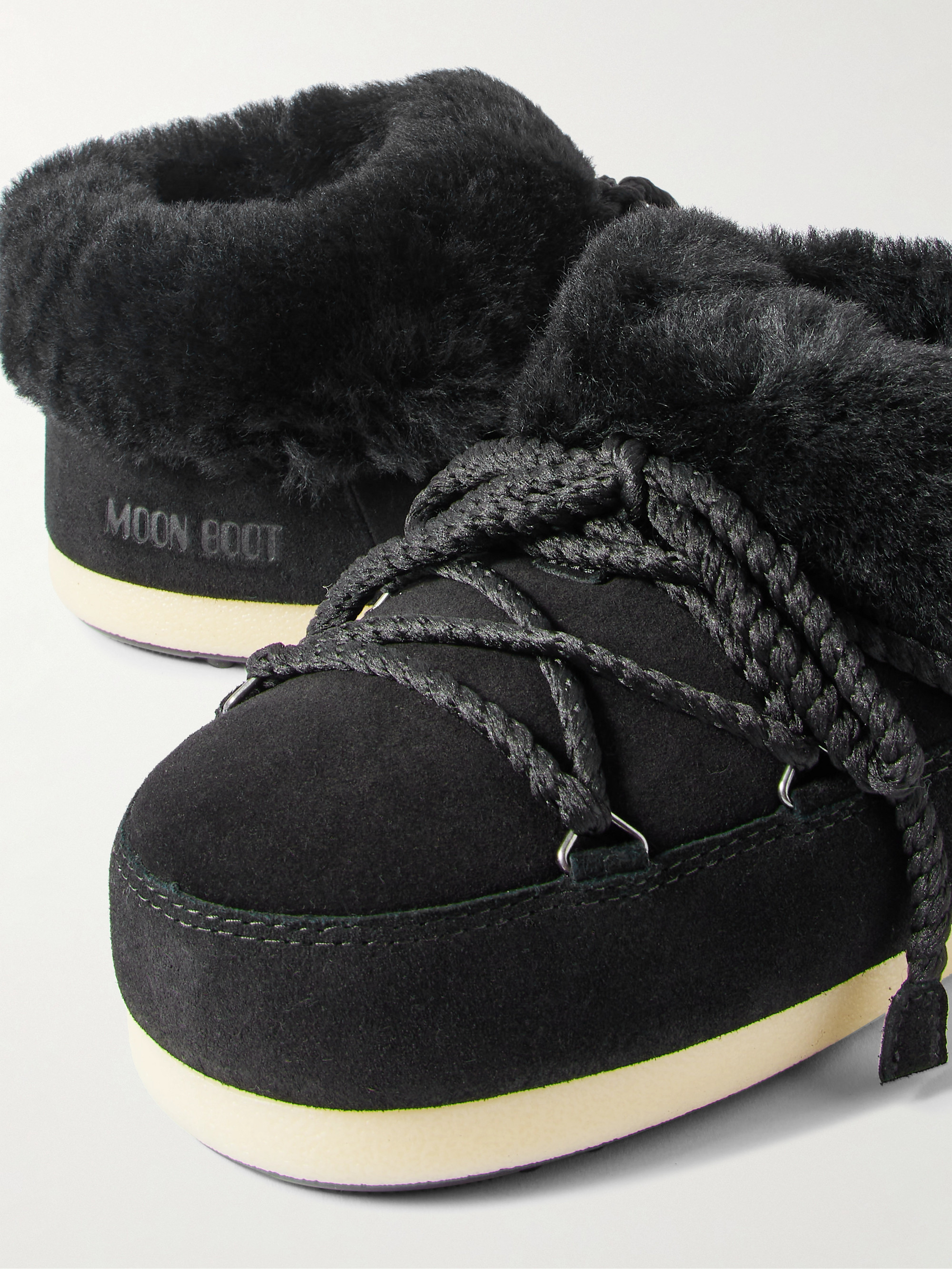 MOON BOOT - EVX shearling-trimmed suede mules | Plush