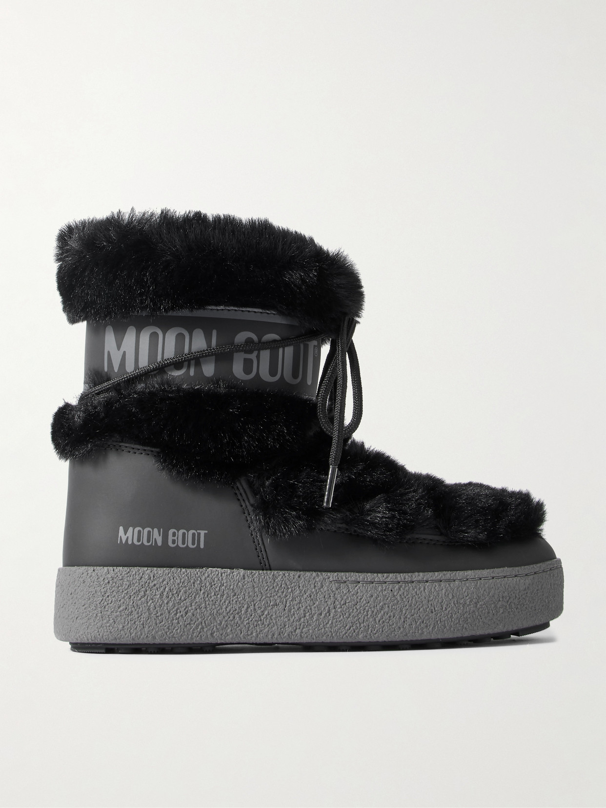 Moon Boot Ltrack Monaco Plush-trimmed Shell Snow Boots In Black