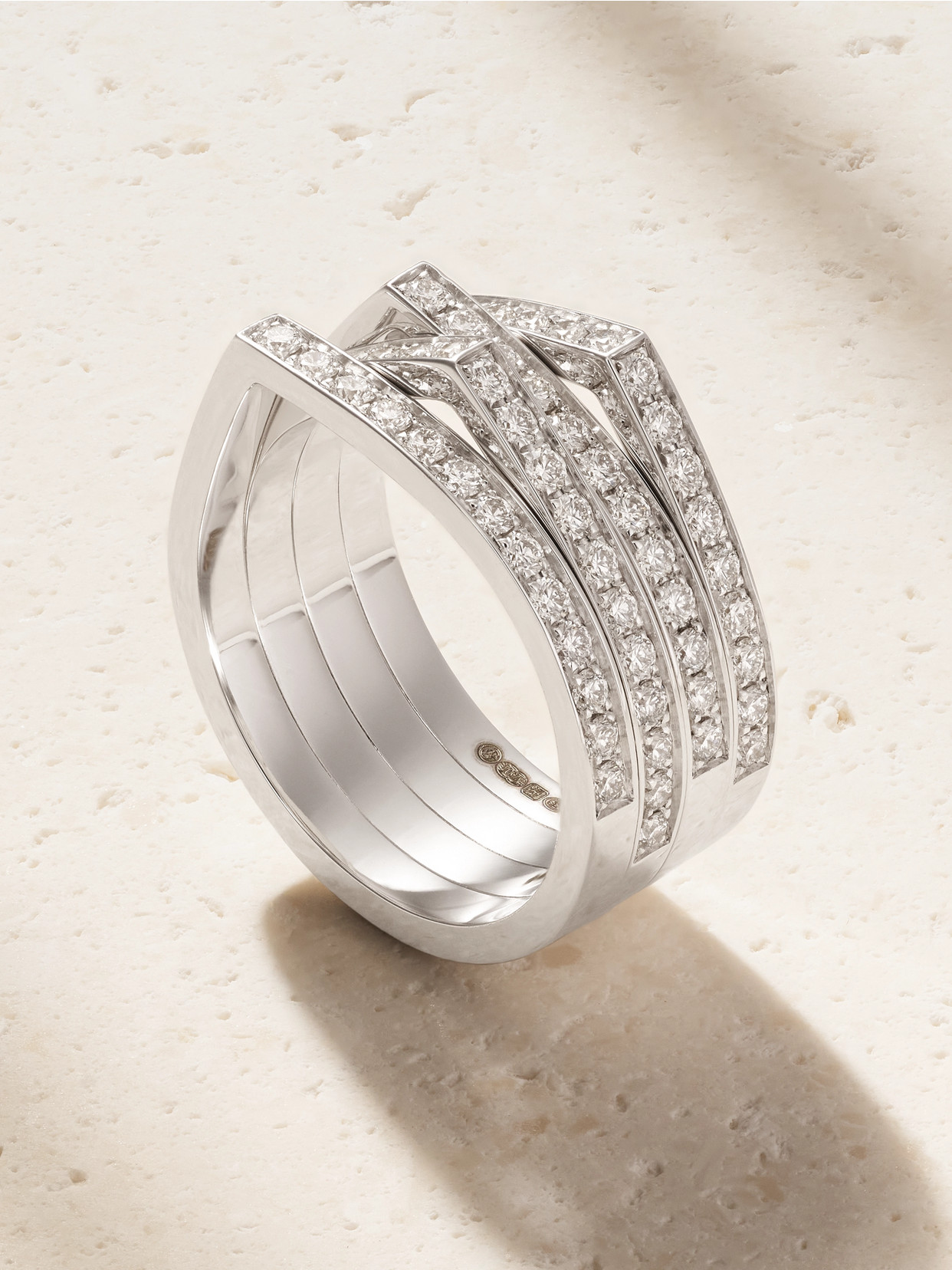 Repossi Antifer 18-karat White Gold Diamond Ring In Metallic