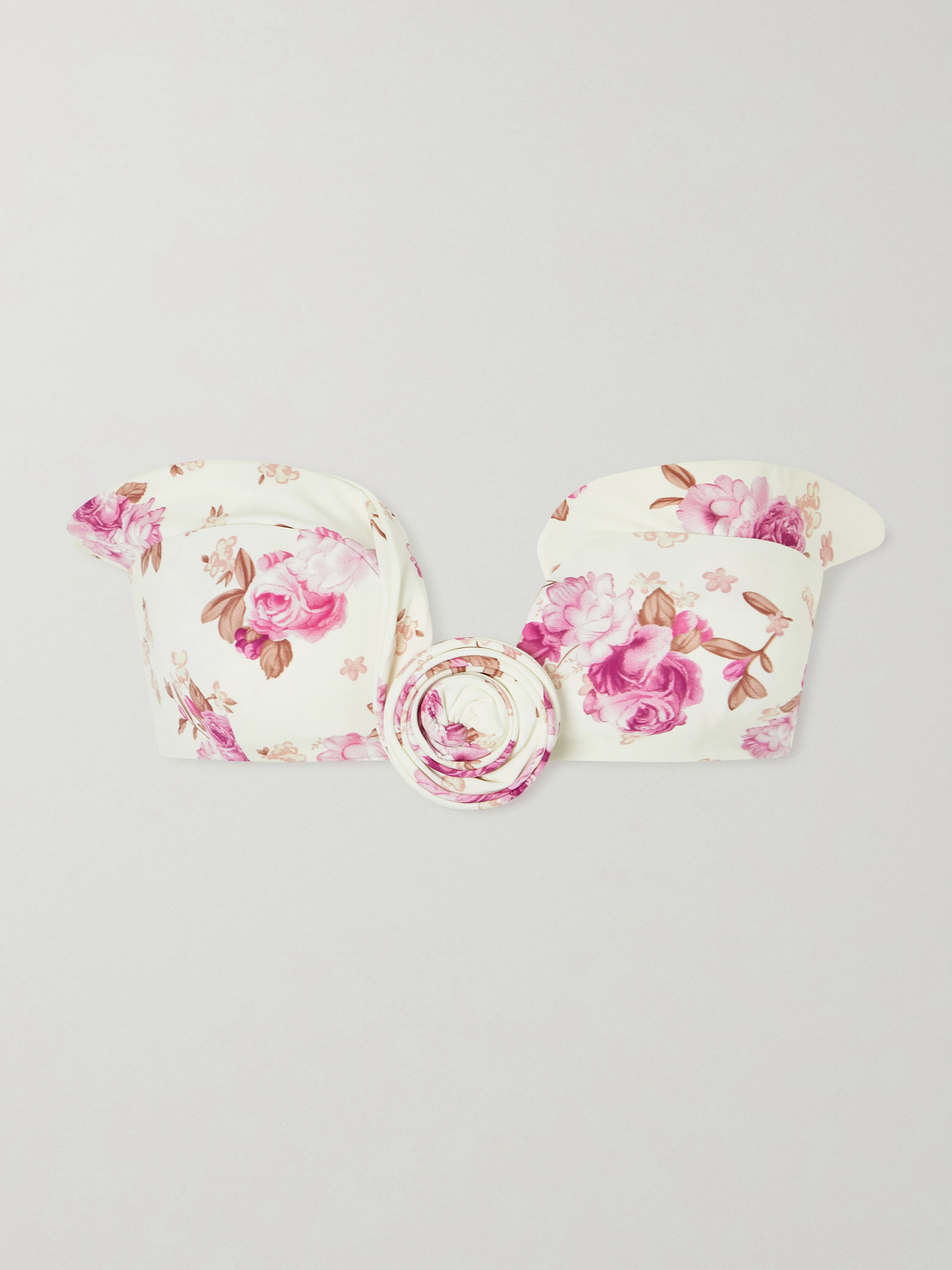 Magda Butrym Appliquéd Floral-print Bikini Top In White