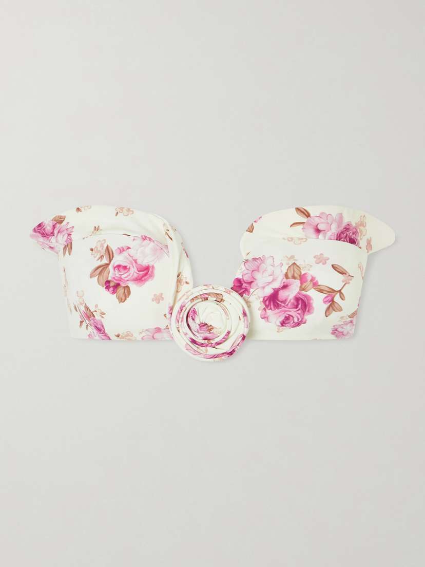 Magda Butrym Appliquéd Floral-print Bikini Top