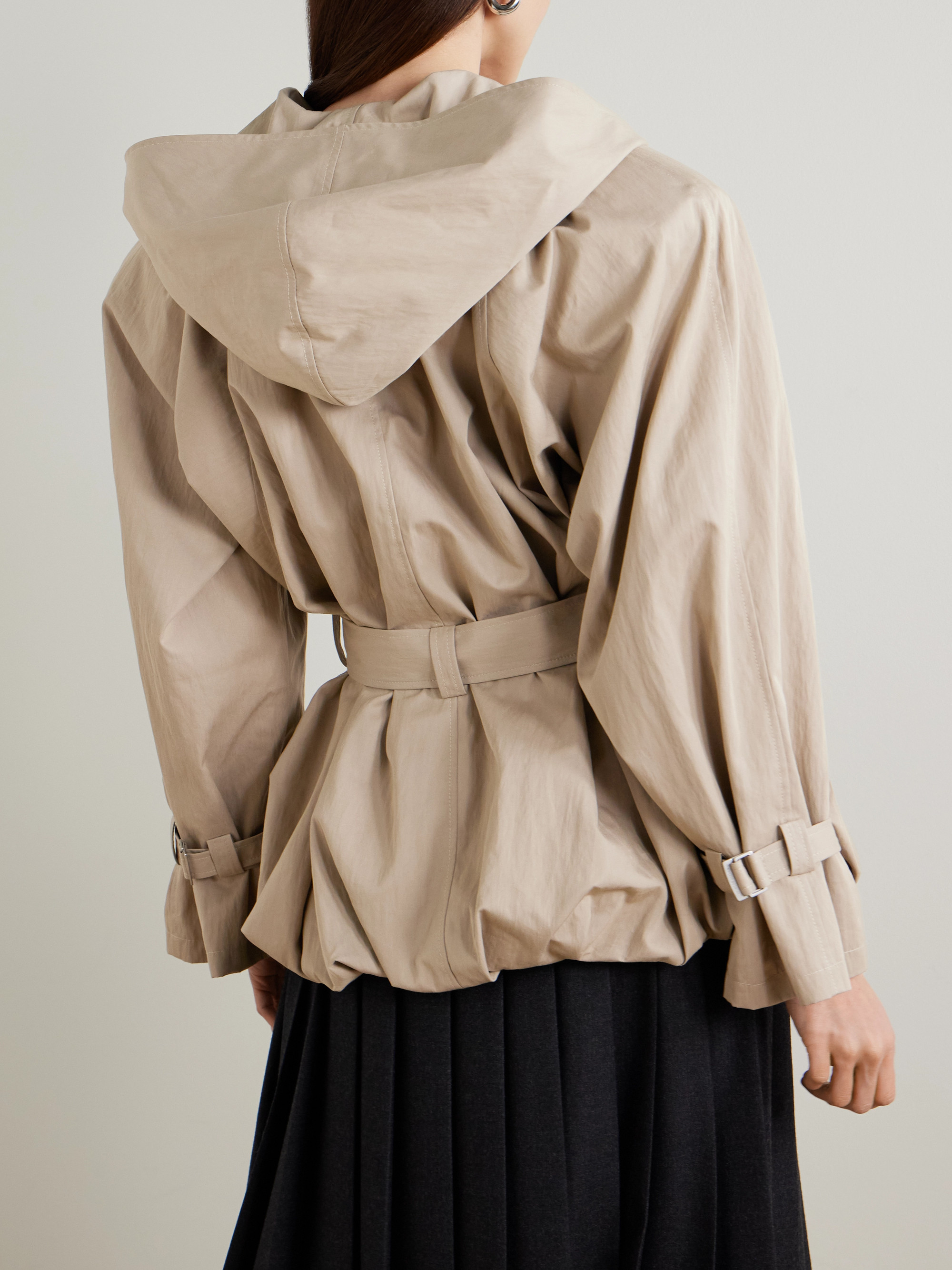 Hooded belted cotton-blend jacket — Image 3