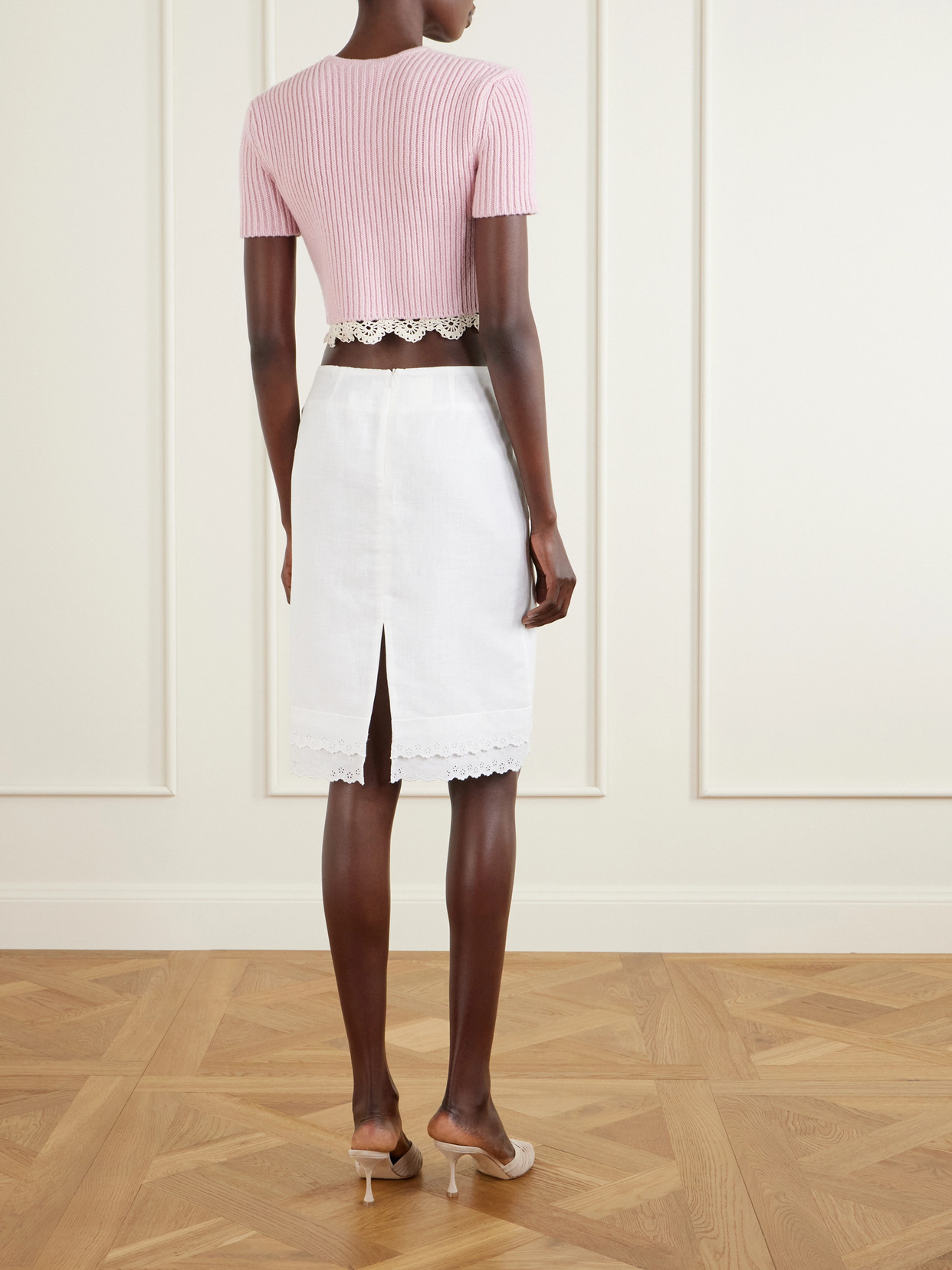 Lace-Trimmed Cotton And Linen-Blend Mini