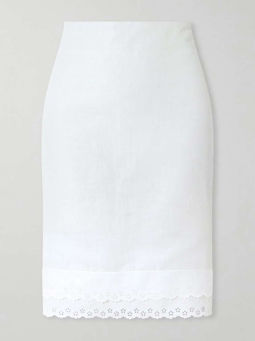 Magda Butrym Lace-trimmed Cotton And Linen-blend Mini Skirt