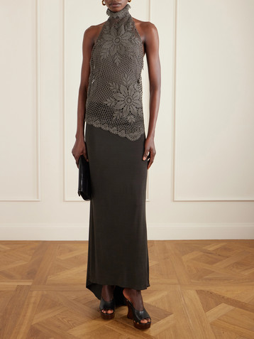 Magda Butrym Asymmetric crocheted cotton halterneck top
