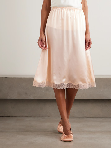 Magda Butrym Scalloped lace-trimmed silk-satin skirt