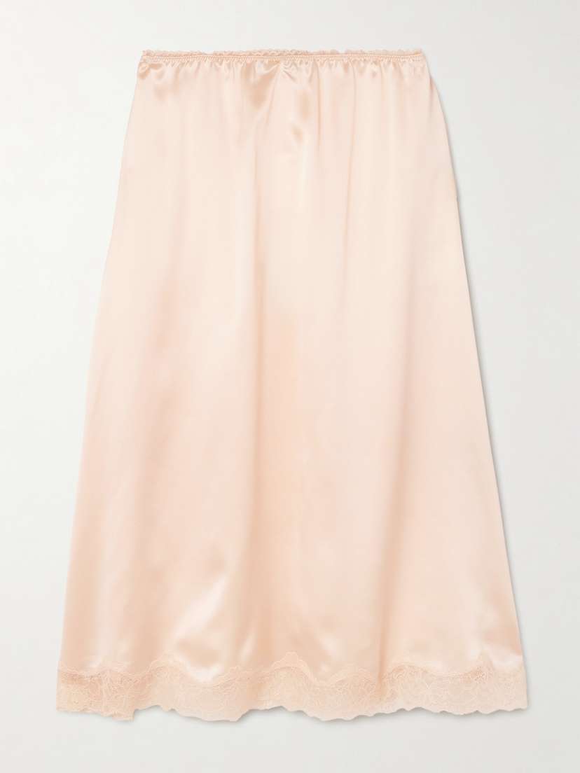 Magda Butrym Scalloped Lace-trimmed Silk-satin Skirt