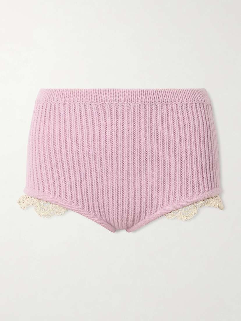 Magda Butrym Crochet-trimmed Knitted Cashmere Shorts