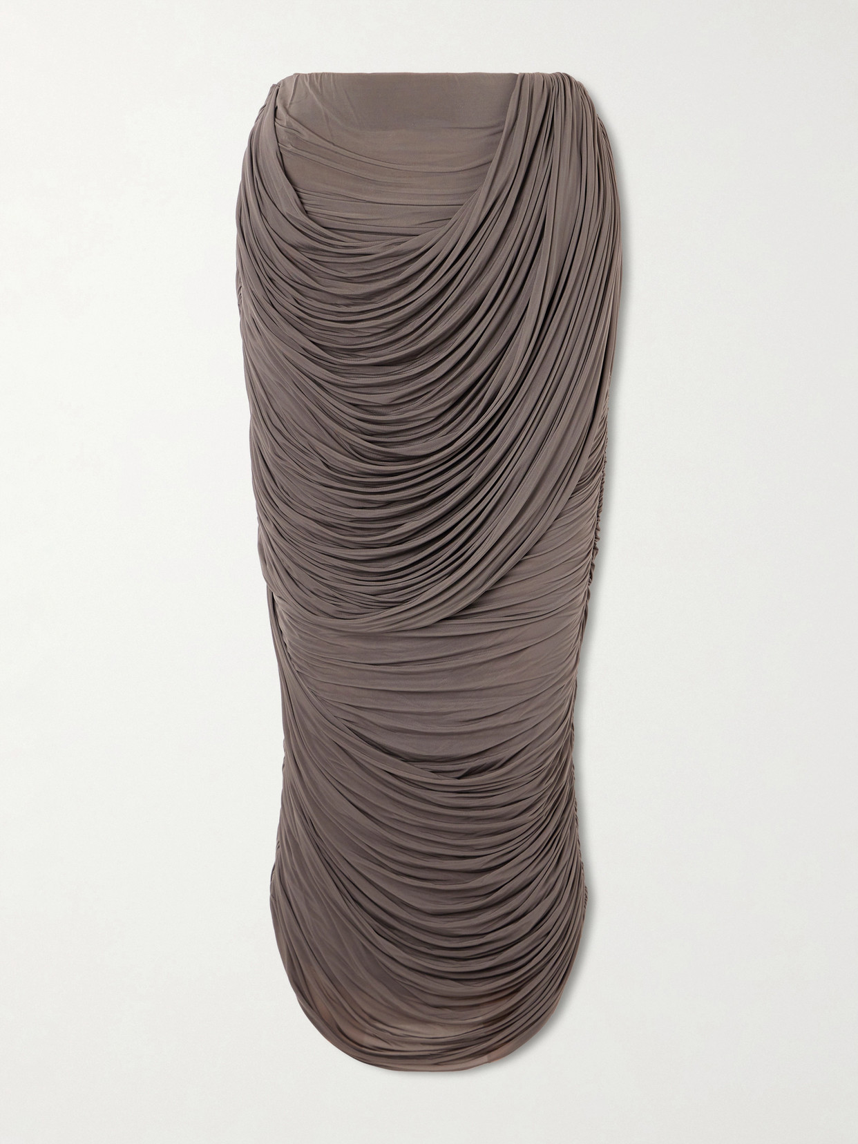 Magda Butrym Ruched Jersey Midi Skirt In Brown