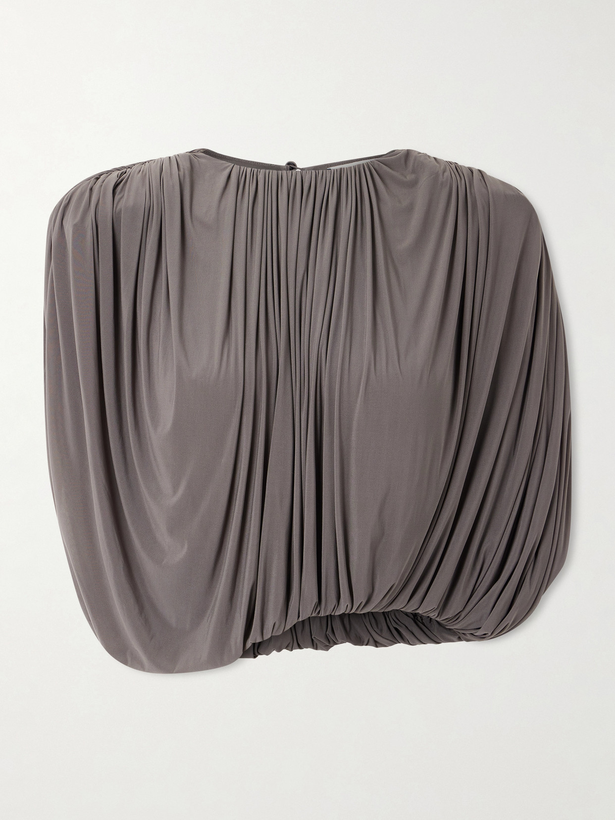 Magda Butrym Cropped Pleated Jersey Blouse In Brown