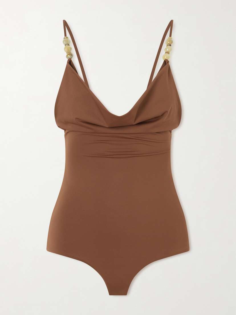 Magda Butrym Embellished Cowl-neck Swimsuit