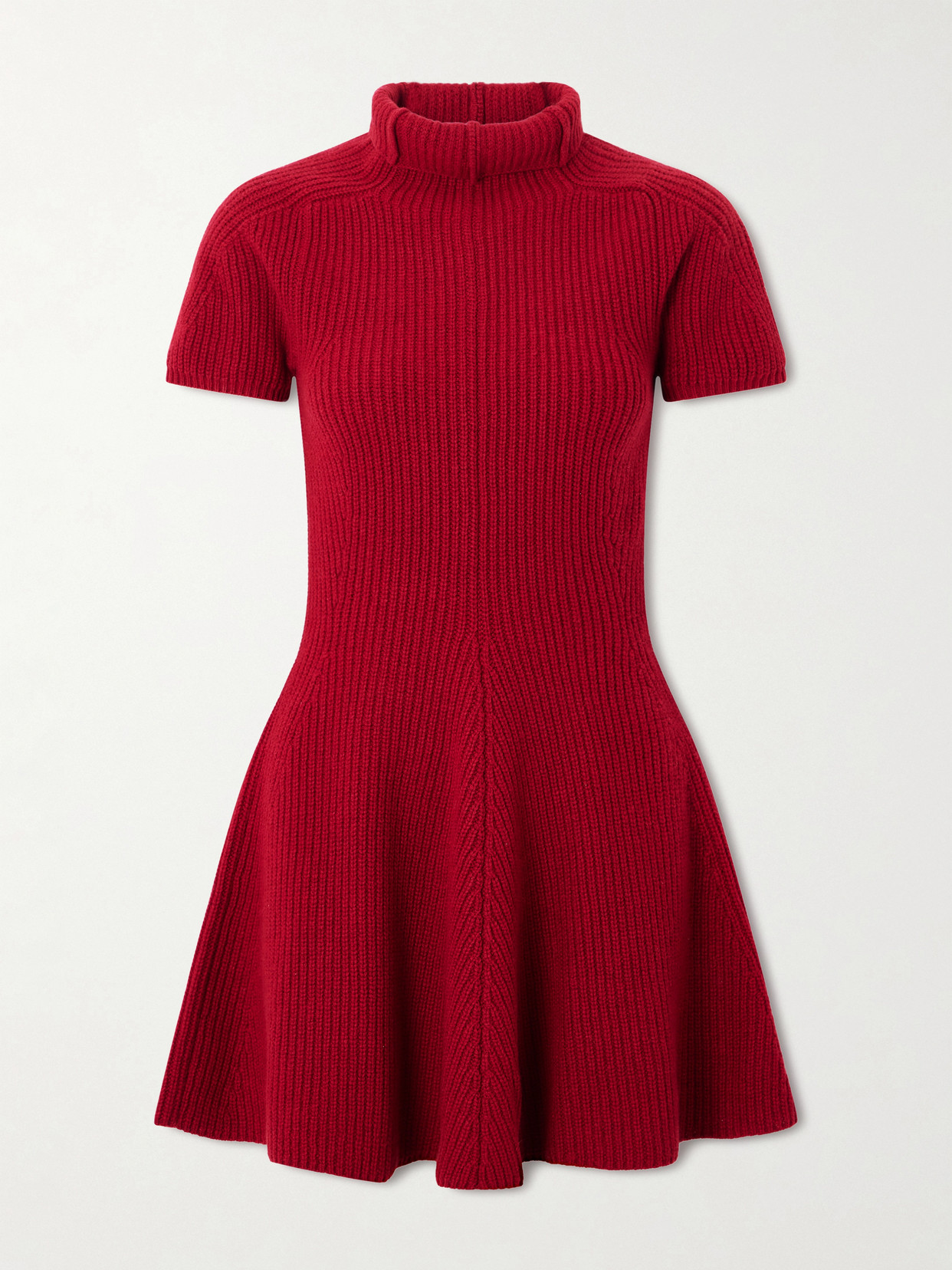 Magda Butrym Ribbed Cashmere Turtleneck Mini Dress In Red