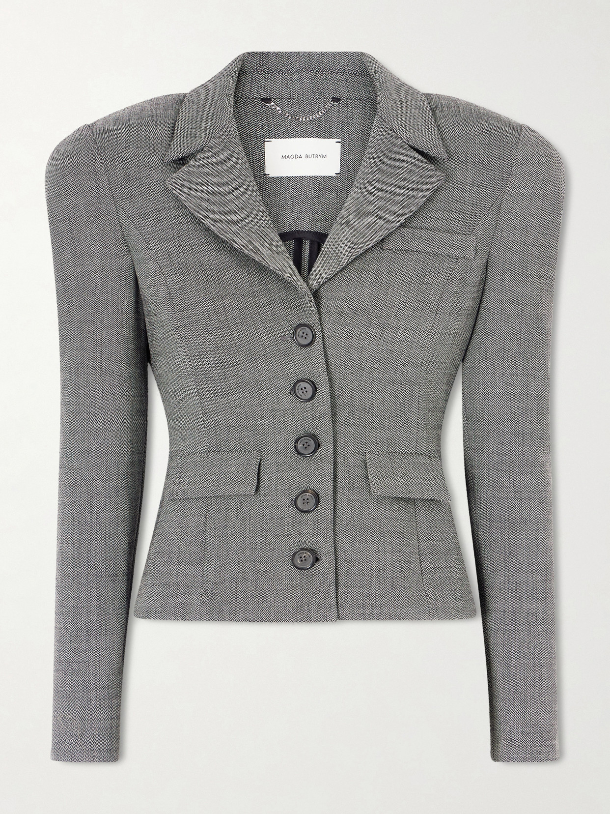 Magda Butrym Cropped Stretch-wool Blazer In Gray