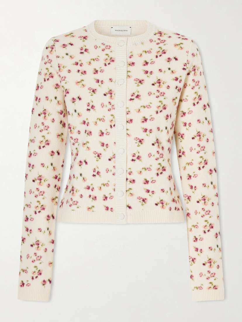 Magda Butrym Floral-print Wool, Silk And Cashmere-blend Cardigan